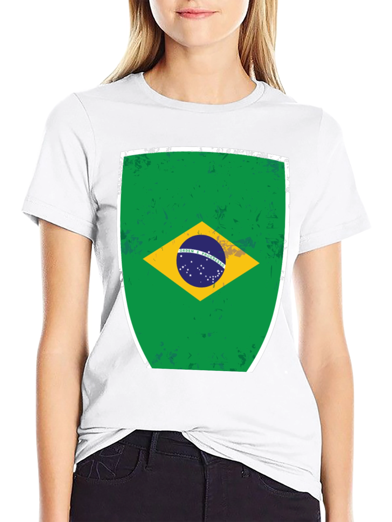 Brazil Flag Graphic Tee - Mens Black T-Shirt