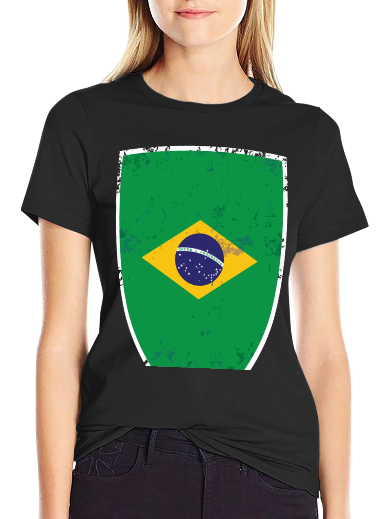 Brazil Flag Graphic Tee - Mens Black T-Shirt