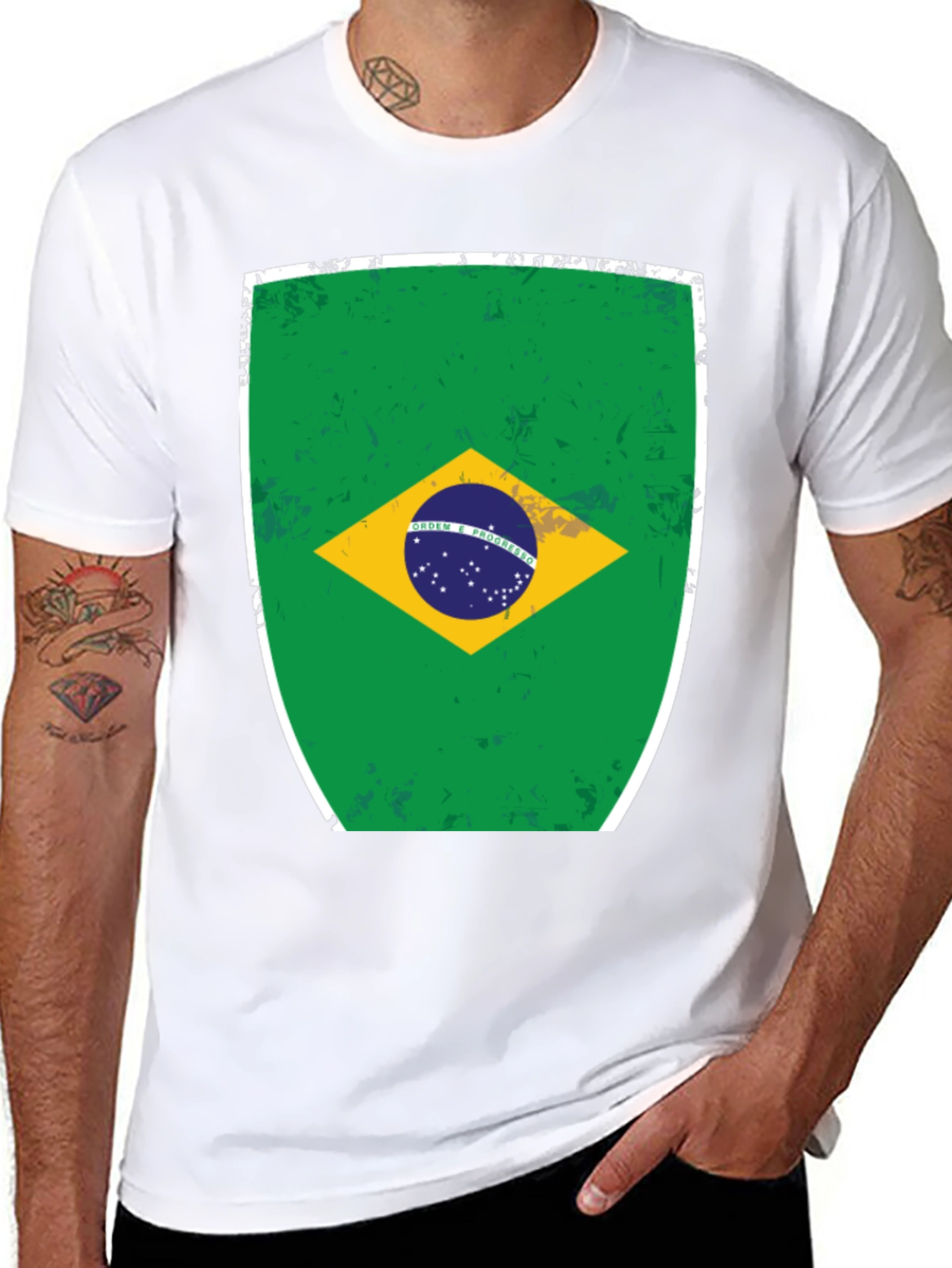 Brazil Flag Graphic Tee - Mens Black T-Shirt