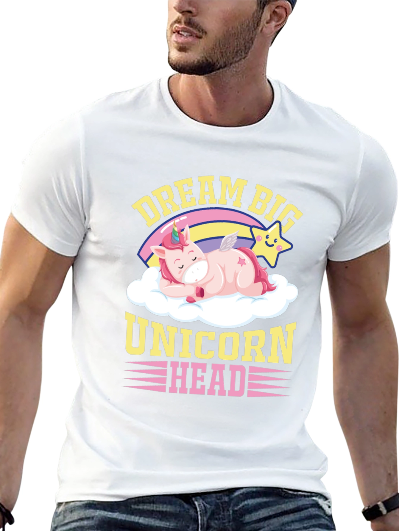 Dream Big Unicorn Head Graphic T-Shirt