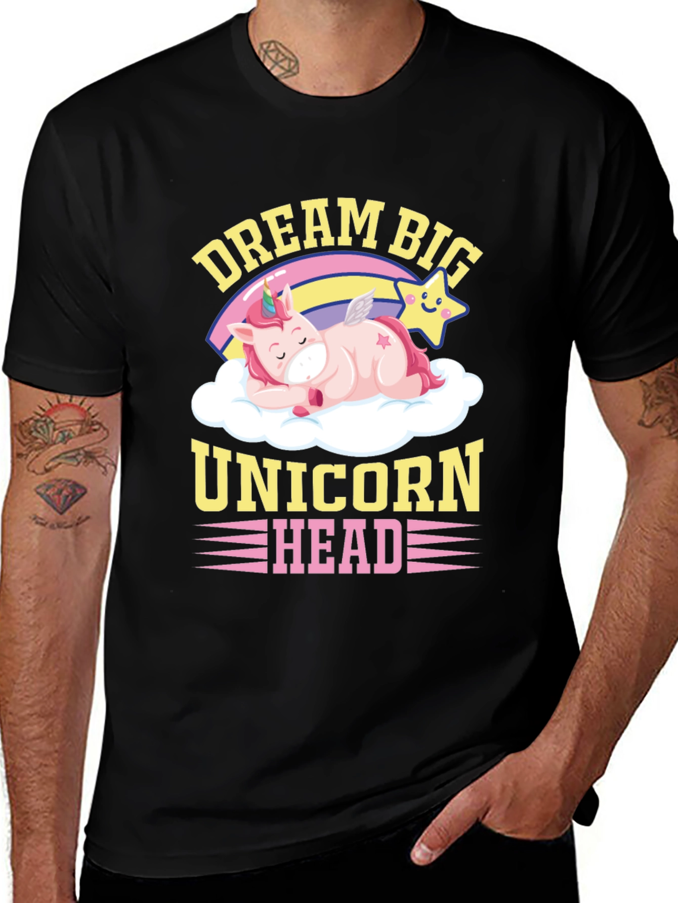 Dream Big Unicorn Head Graphic T-Shirt
