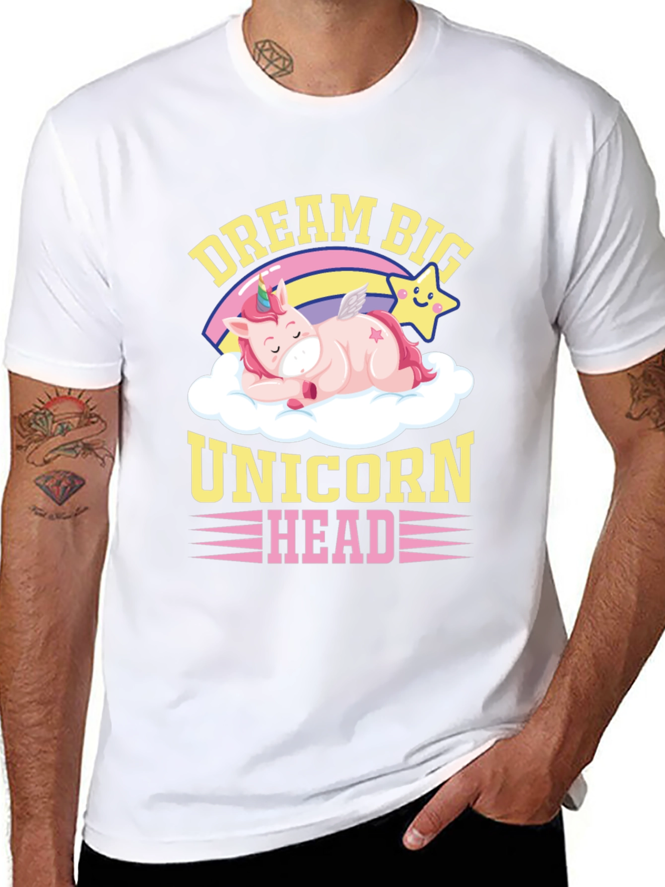 Dream Big Unicorn Head Graphic T-Shirt