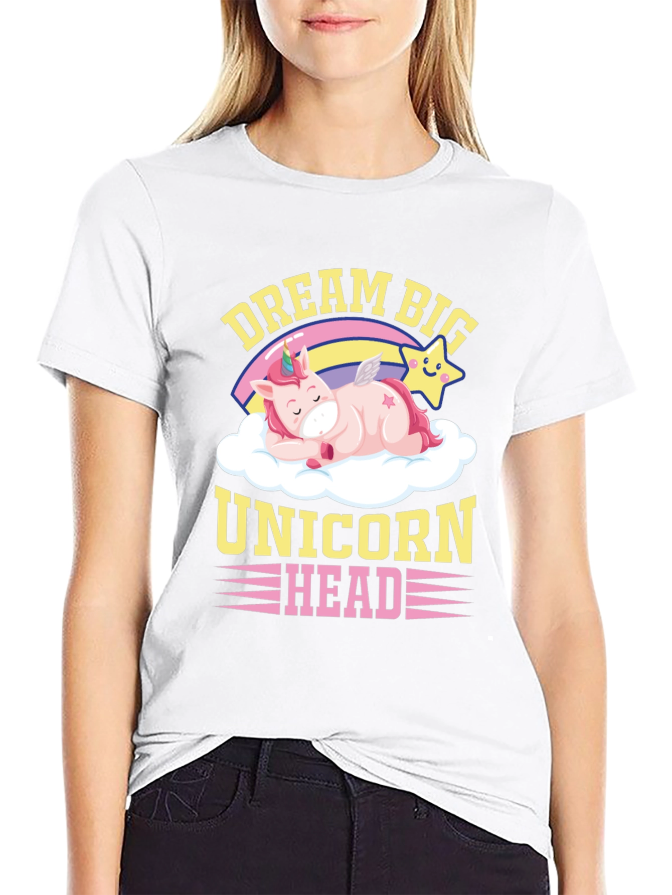 Dream Big Unicorn Head Graphic T-Shirt