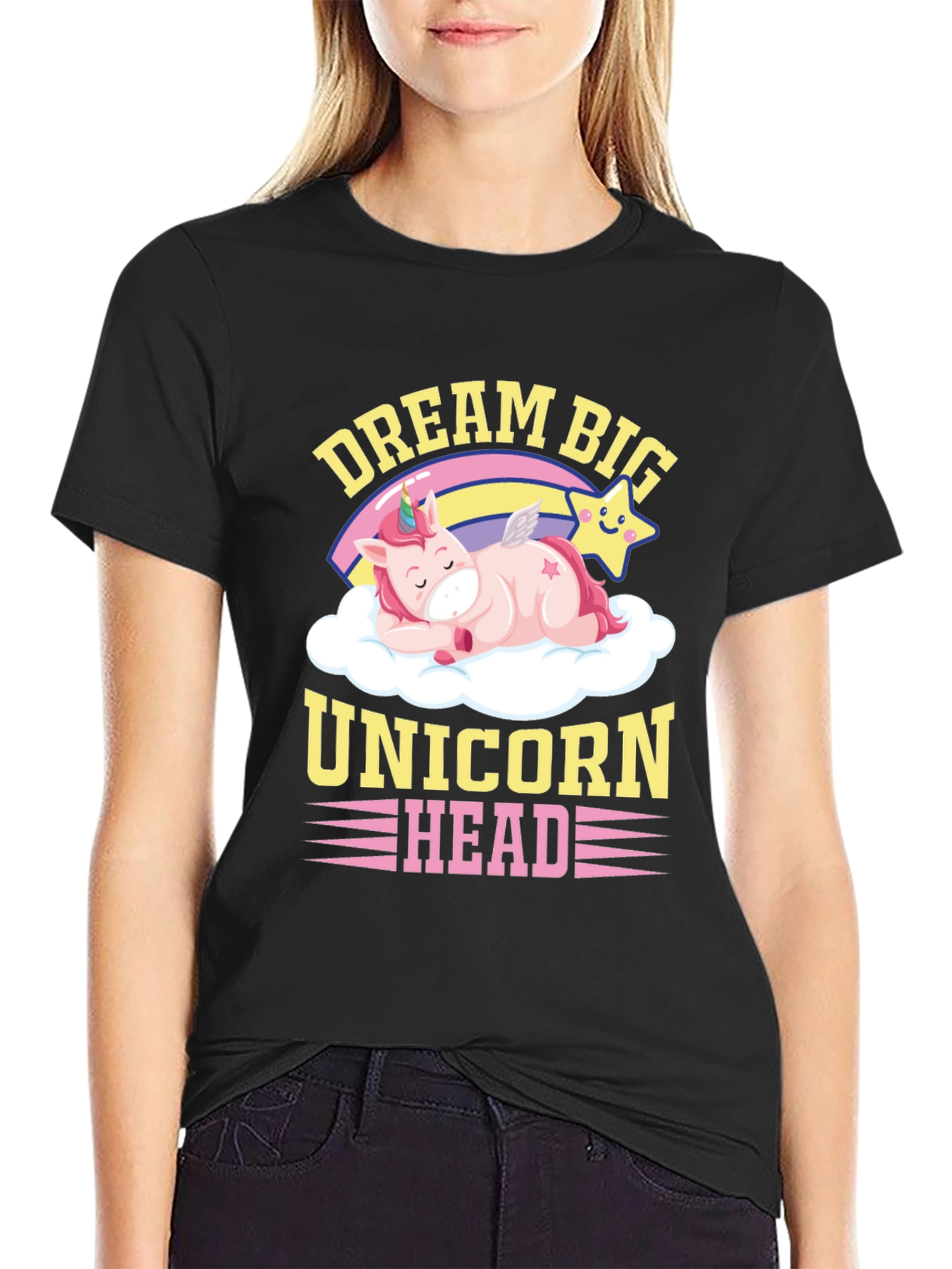 Dream Big Unicorn Head Graphic T-Shirt