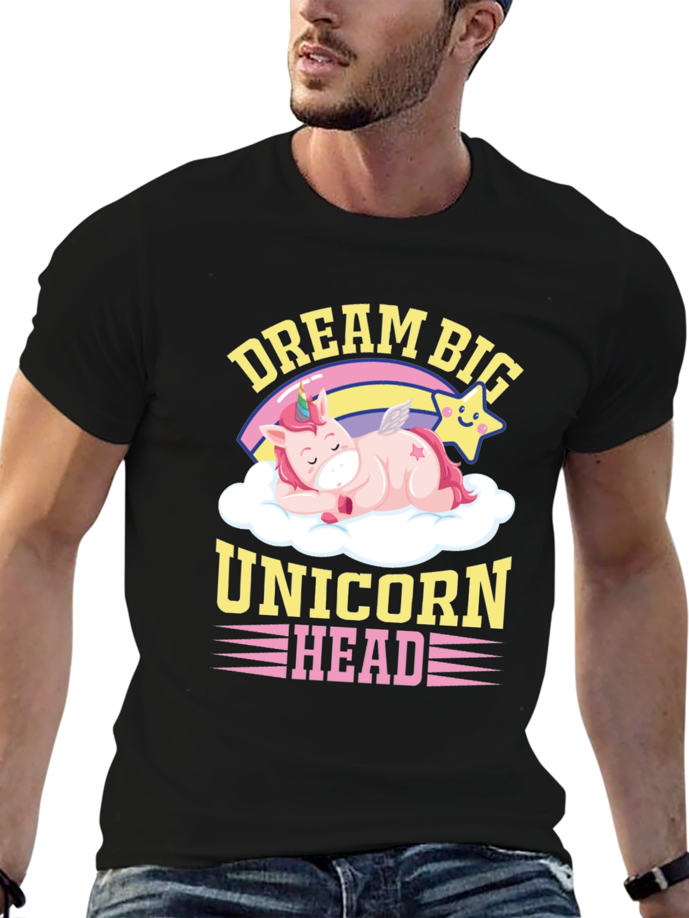 Dream Big Unicorn Head Graphic T-Shirt