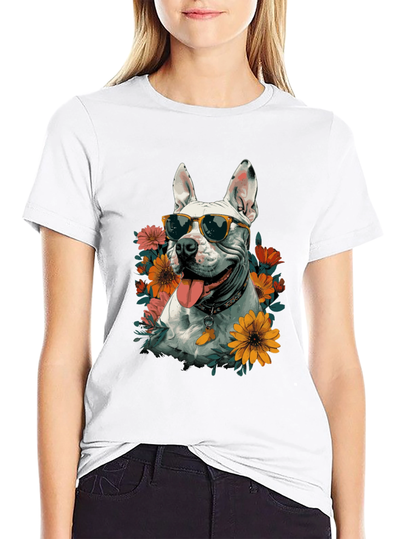 Cool Dog with Sunglasses Graphic T-Shirt