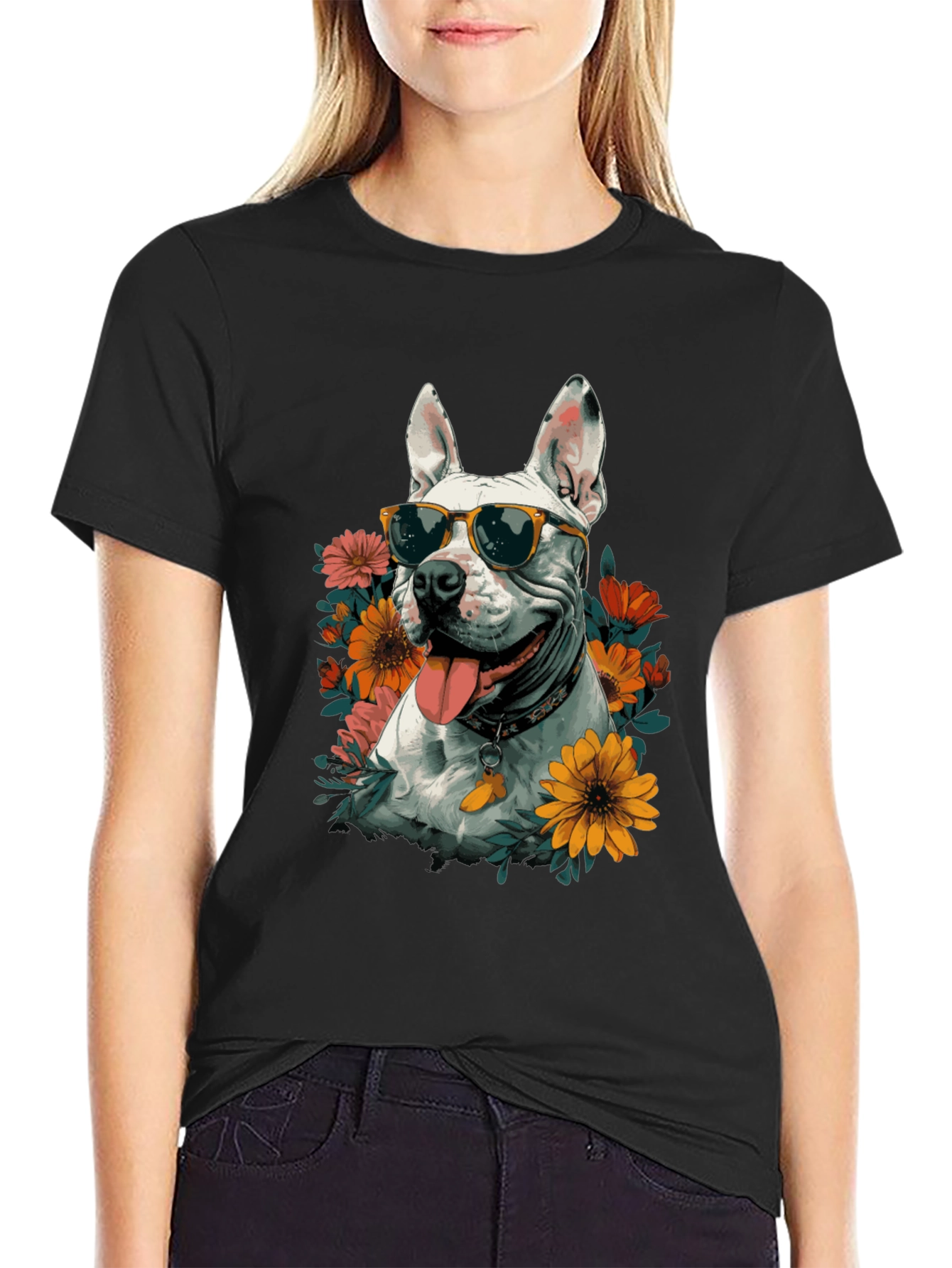 Cool Dog with Sunglasses Graphic T-Shirt