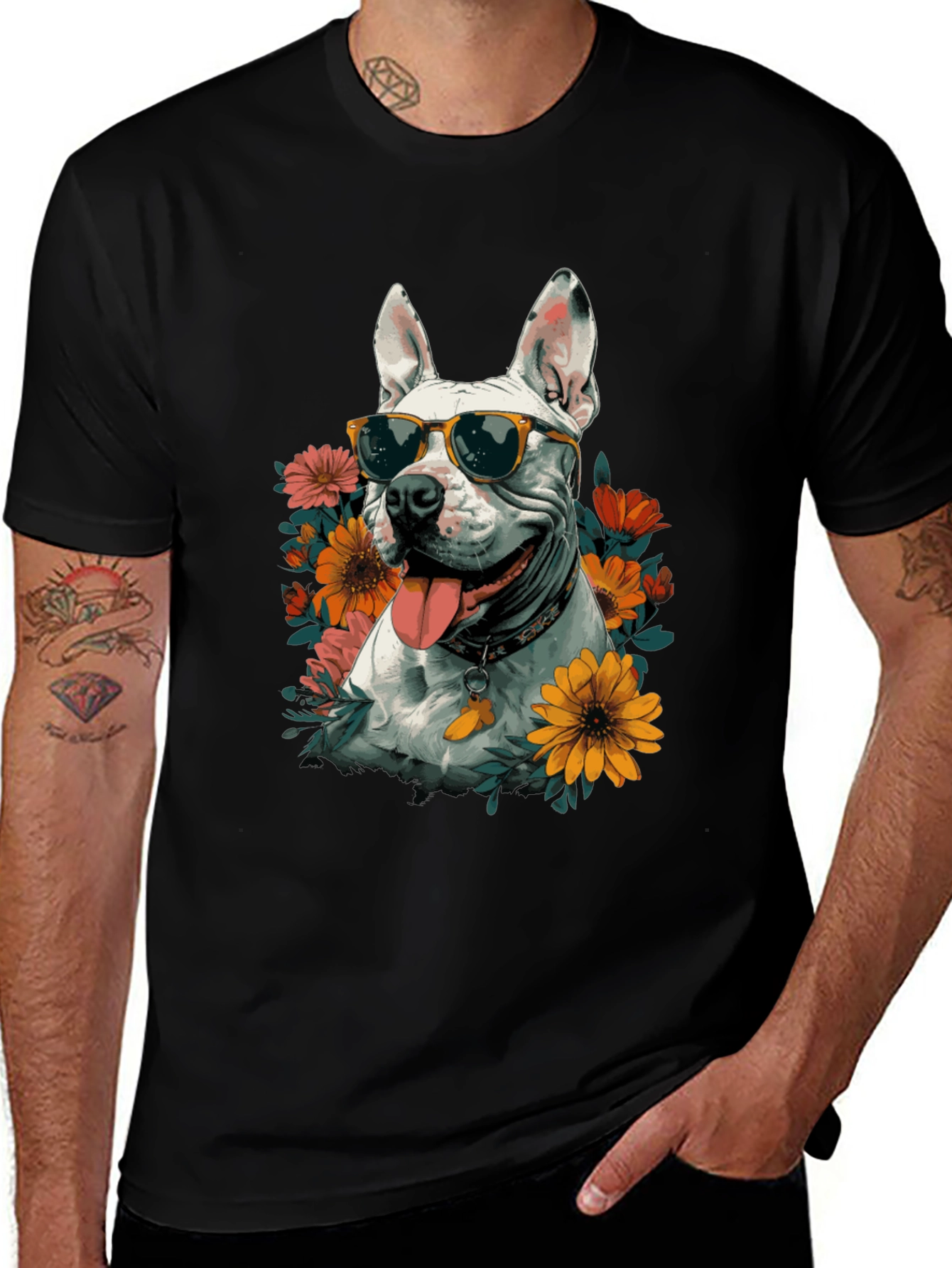 Cool Dog with Sunglasses Graphic T-Shirt