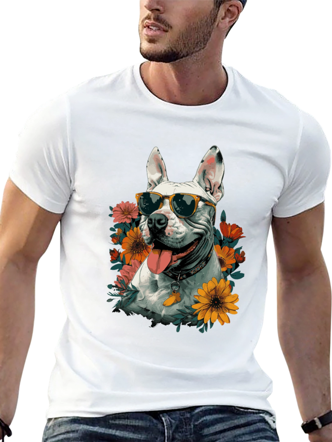 Cool Dog with Sunglasses Graphic T-Shirt