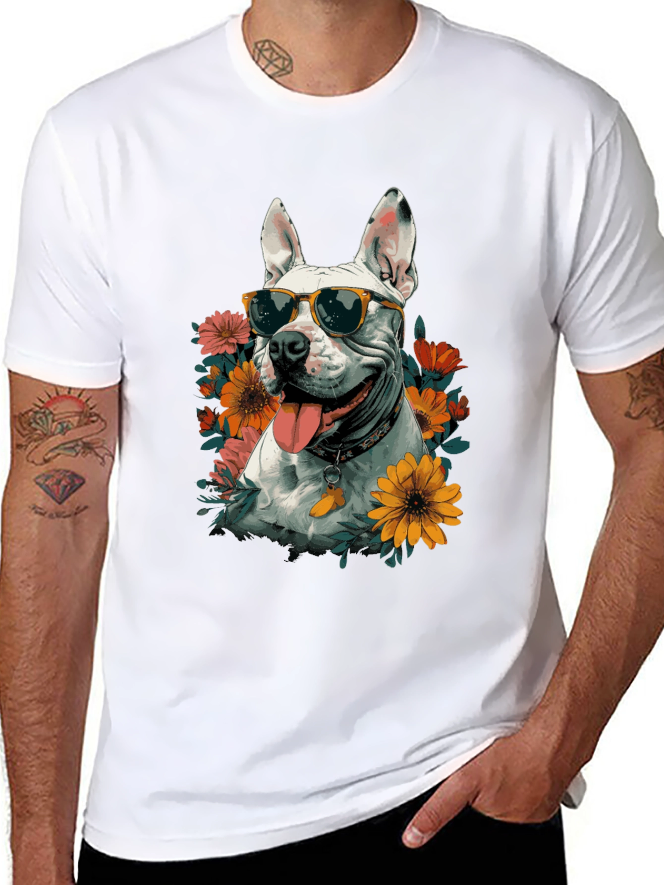 Cool Dog with Sunglasses Graphic T-Shirt