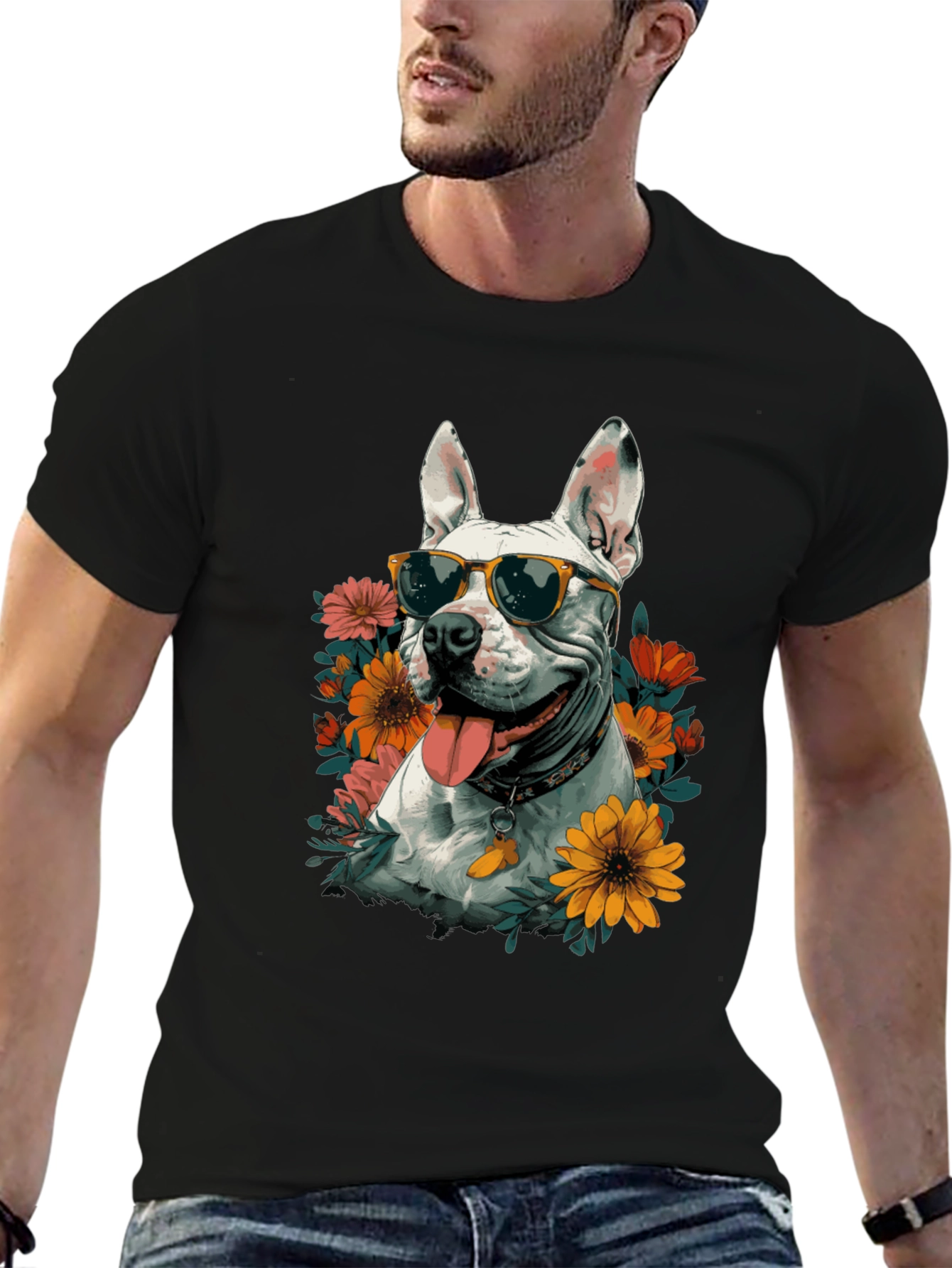 Cool Dog with Sunglasses Graphic T-Shirt