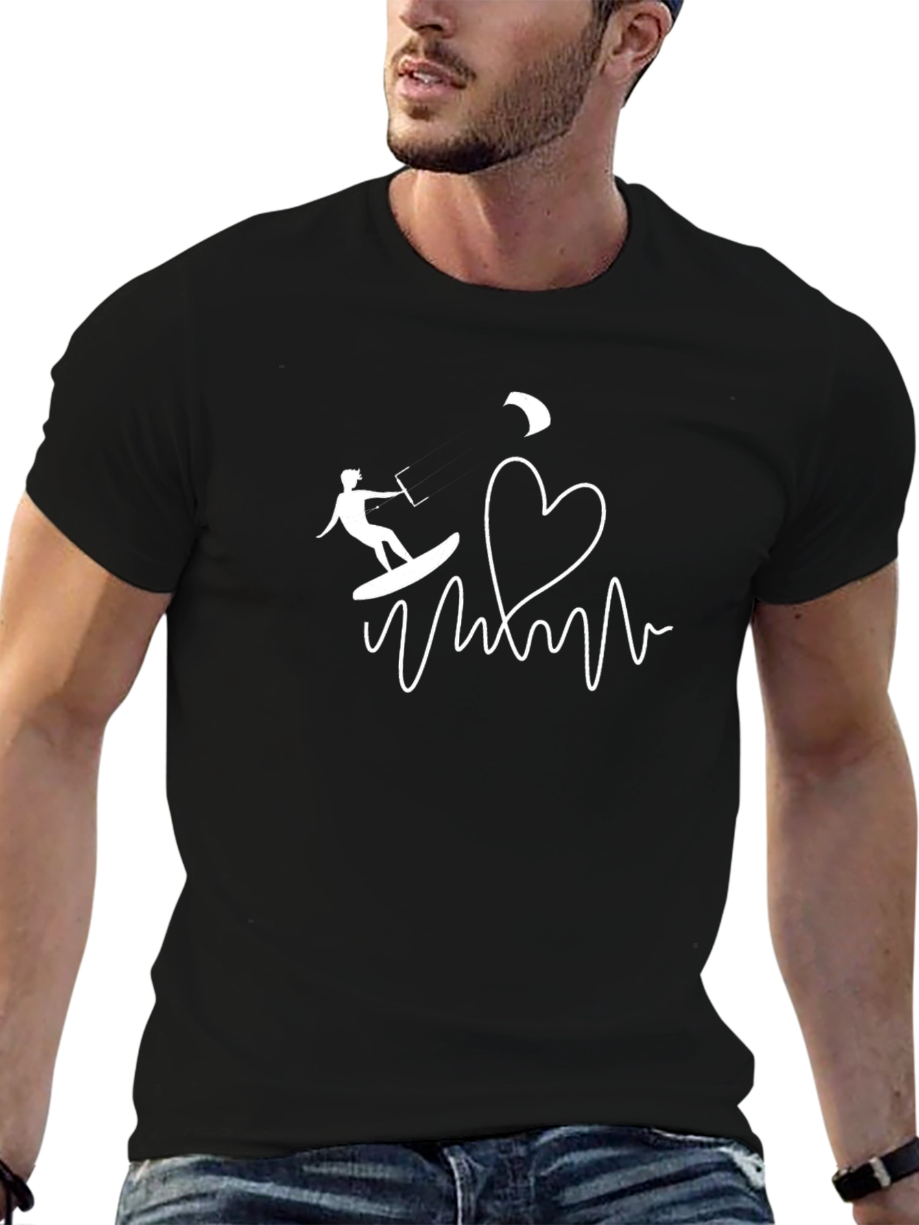 Kitesurfing Heartbeat Graphic Tee - Black