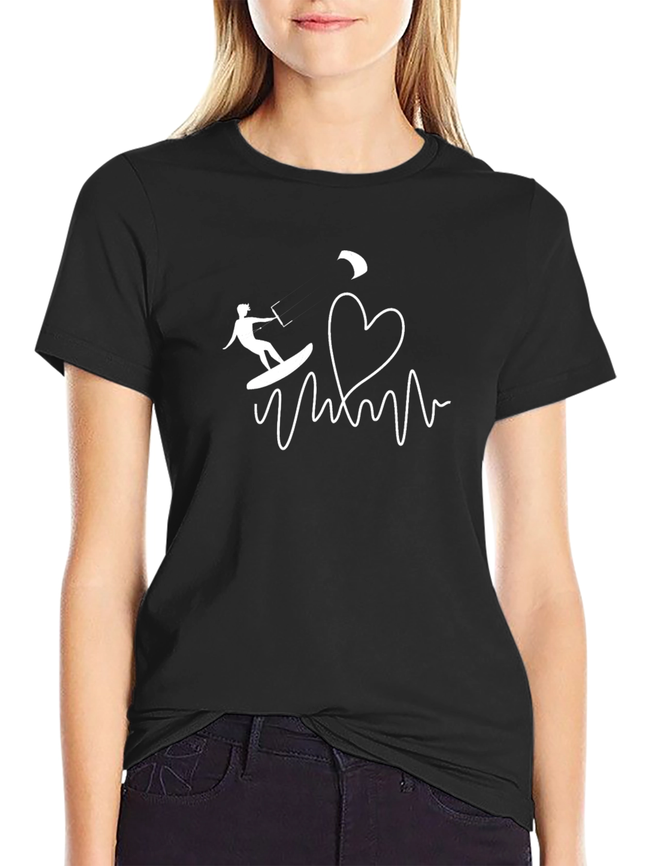 Kitesurfing Heartbeat Graphic Tee - Black