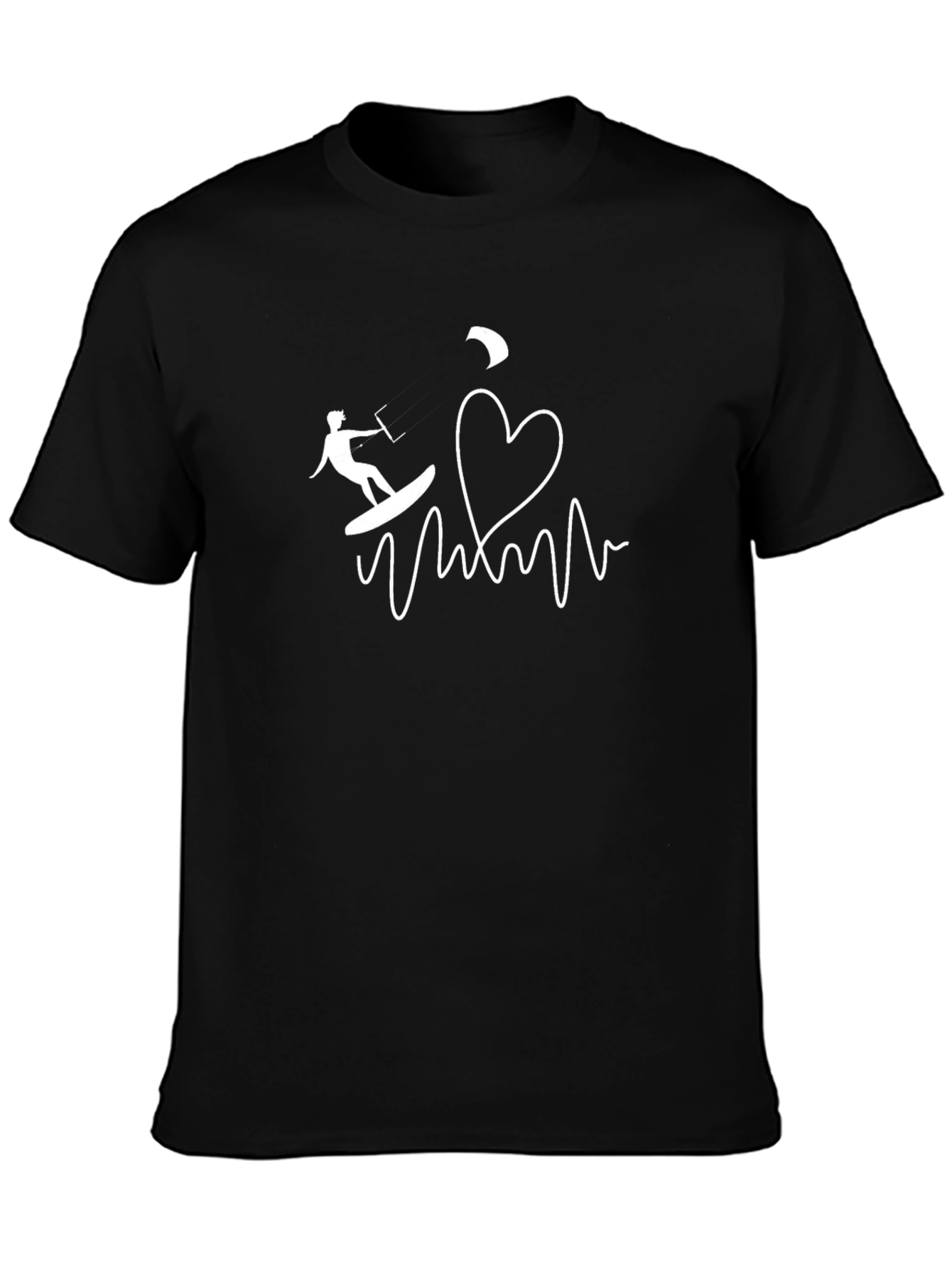 Kitesurfing Heartbeat Graphic Tee - Black