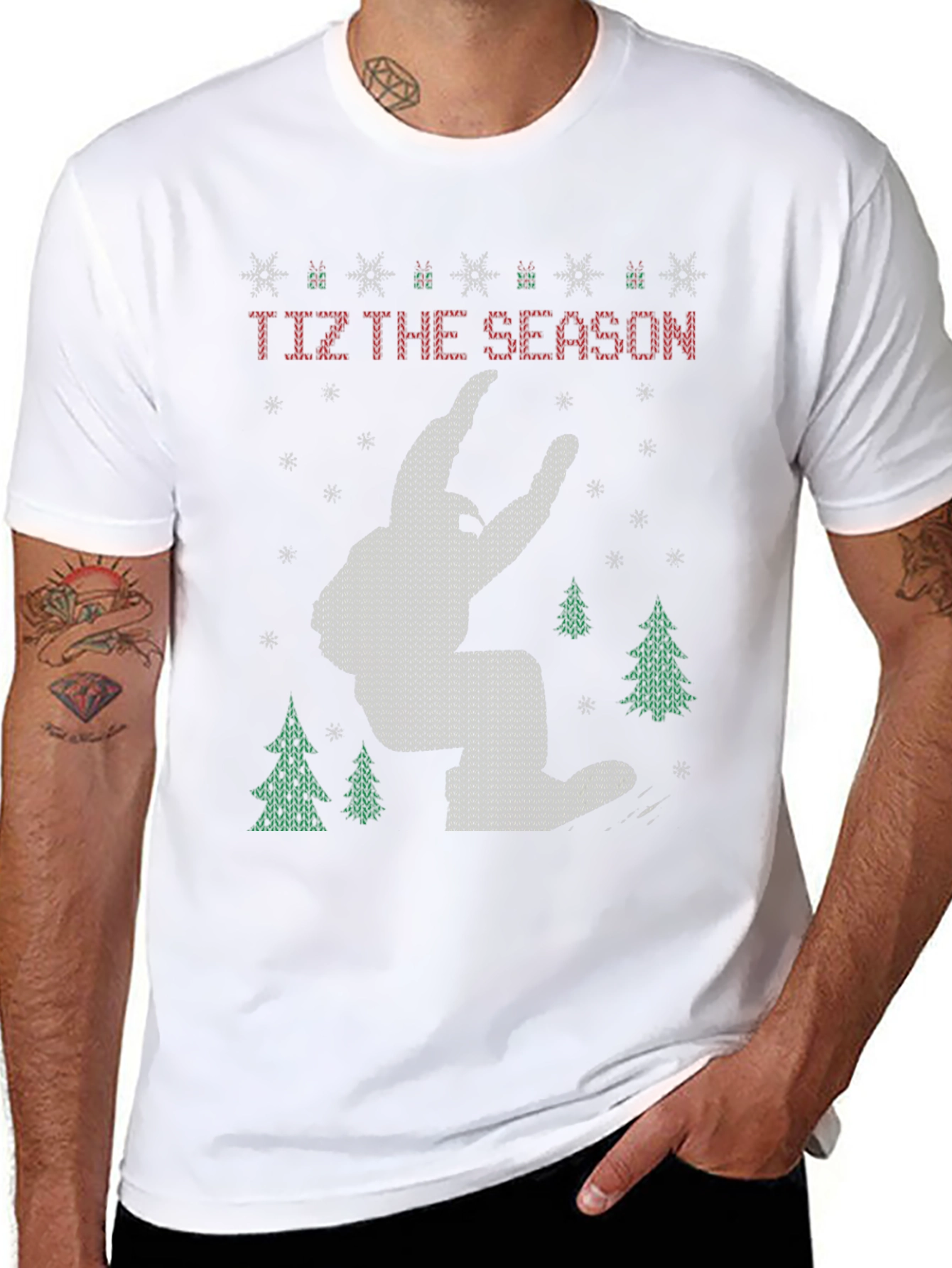 Festive Bigfoot Christmas T-Shirt