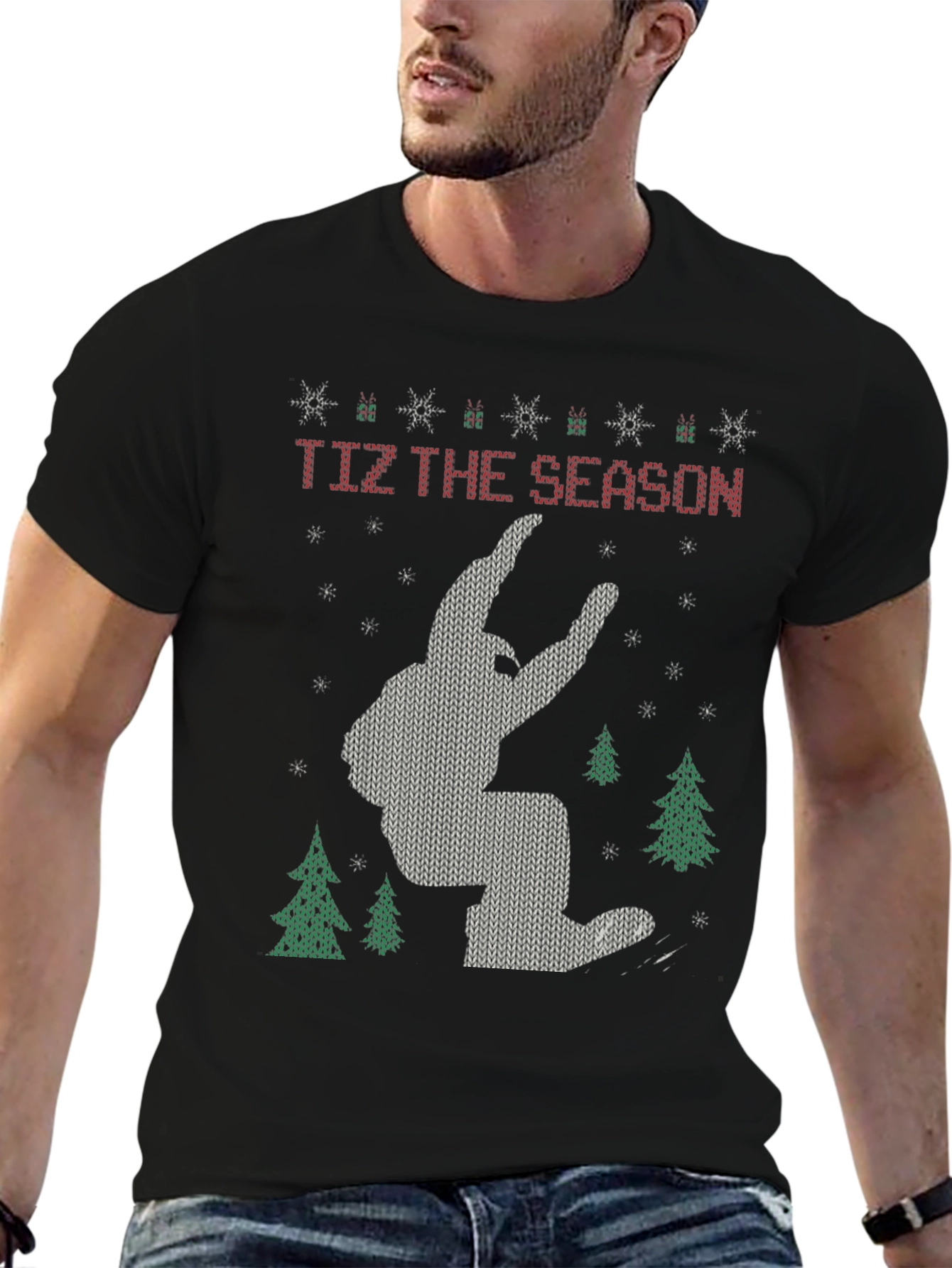 Festive Bigfoot Christmas T-Shirt