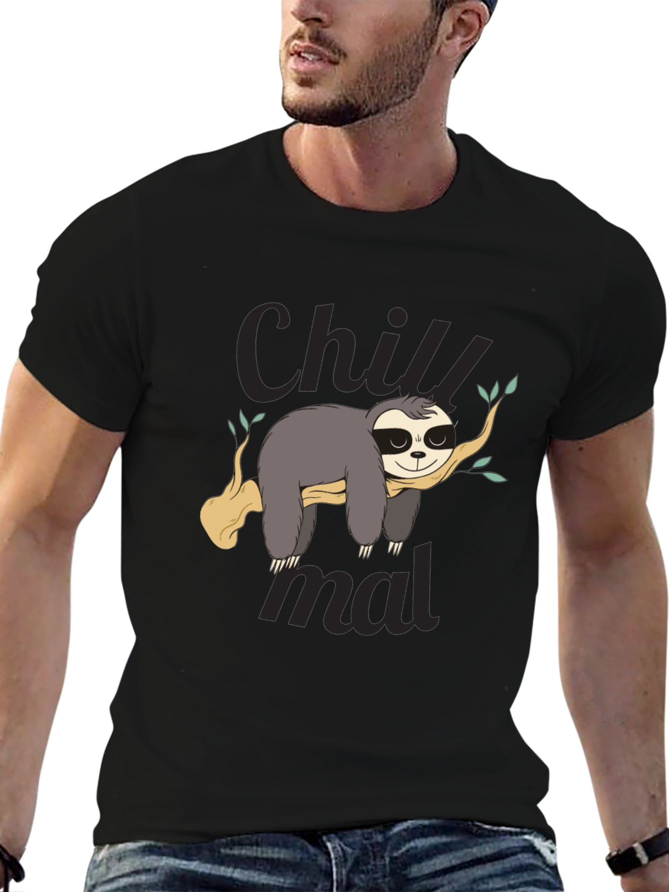 Chill Sloth Graphic Tee - Relaxed Style