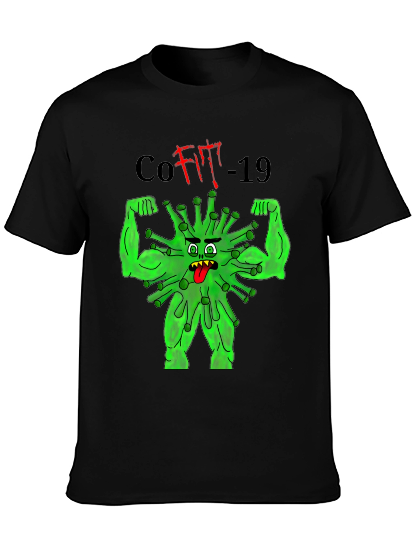 CoFit-19 T-Shirt Black Graphic Tee Novelty Funny
