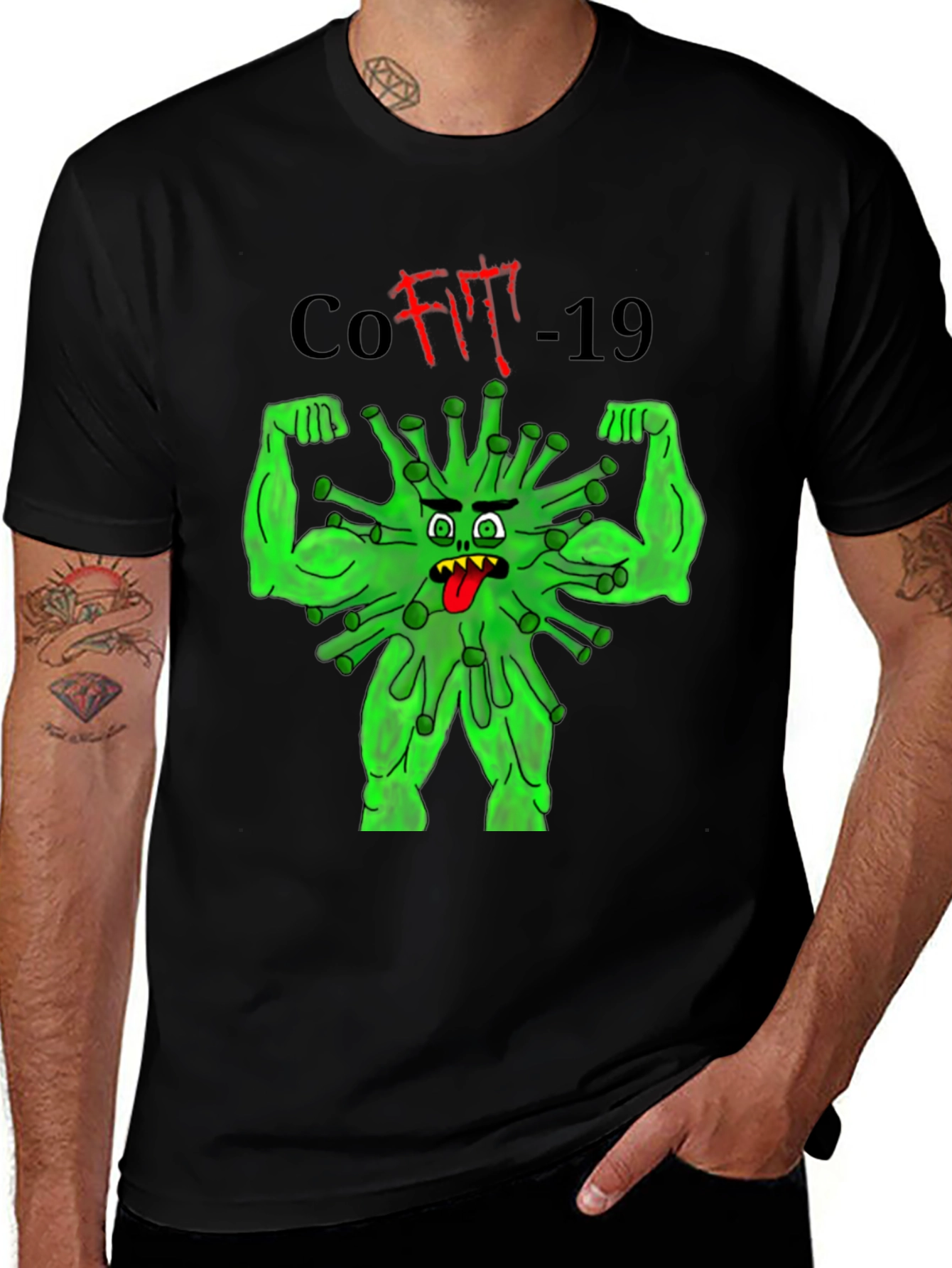 CoFit-19 T-Shirt Black Graphic Tee Novelty Funny