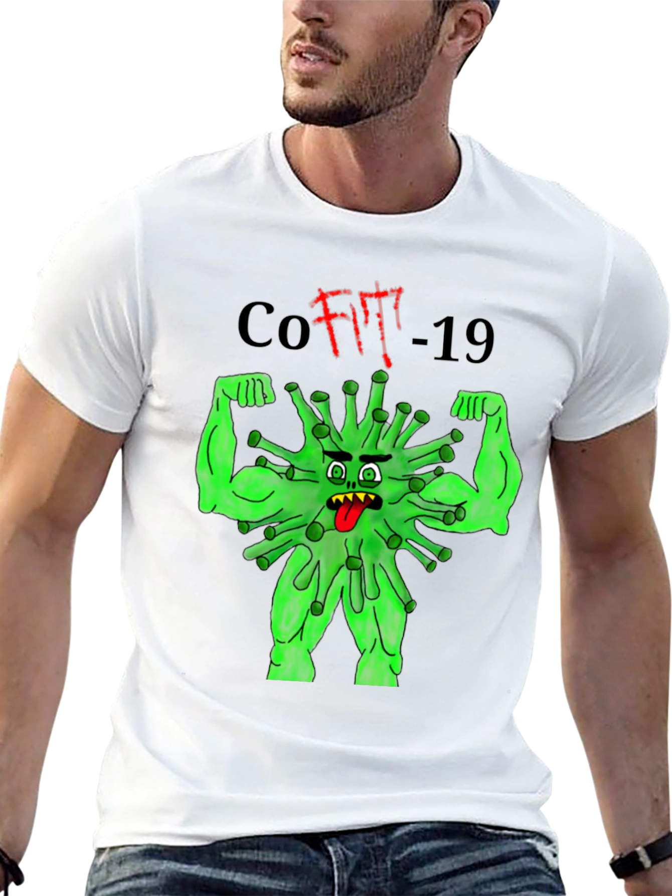 CoFit-19 T-Shirt Black Graphic Tee Novelty Funny