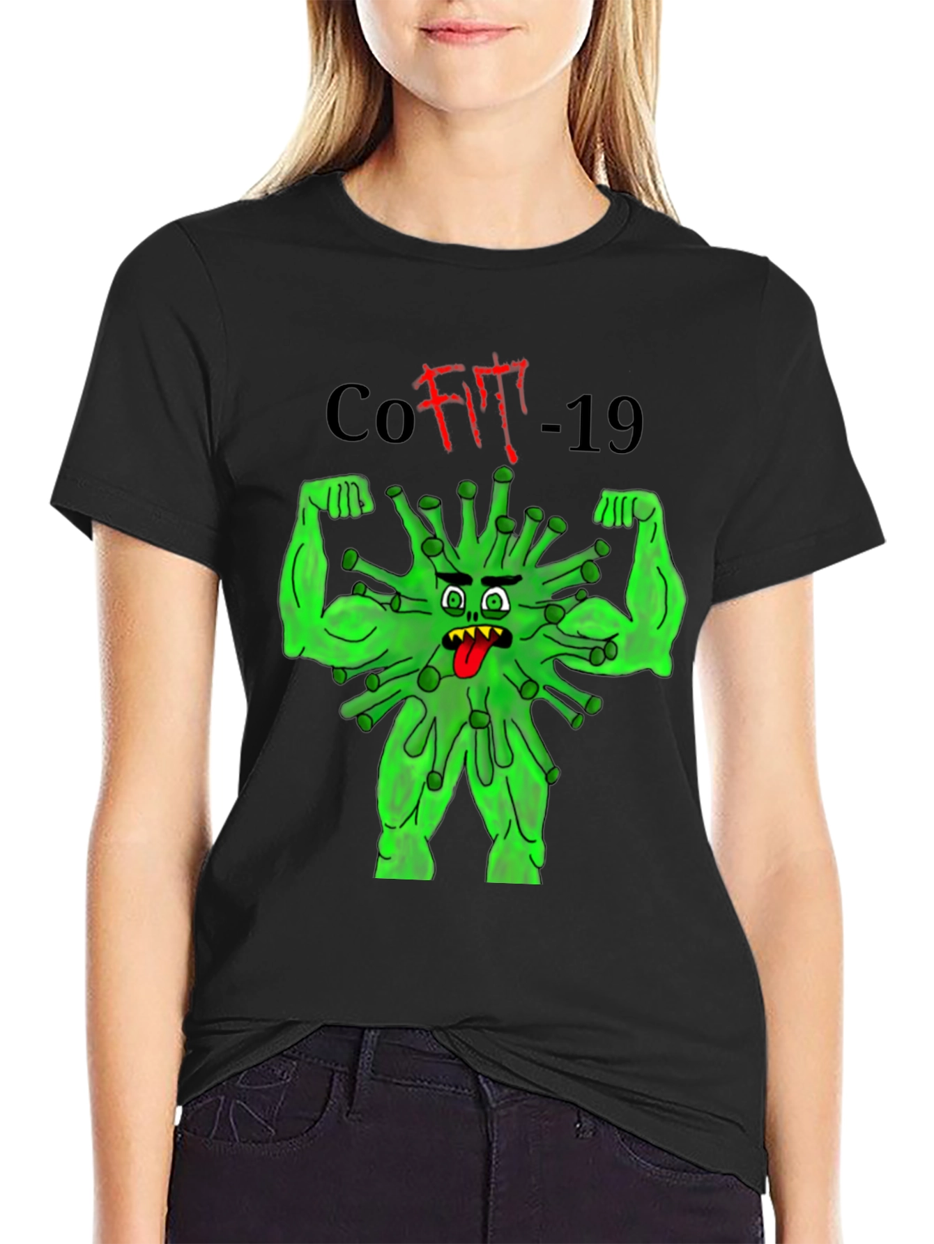 CoFit-19 T-Shirt Black Graphic Tee Novelty Funny