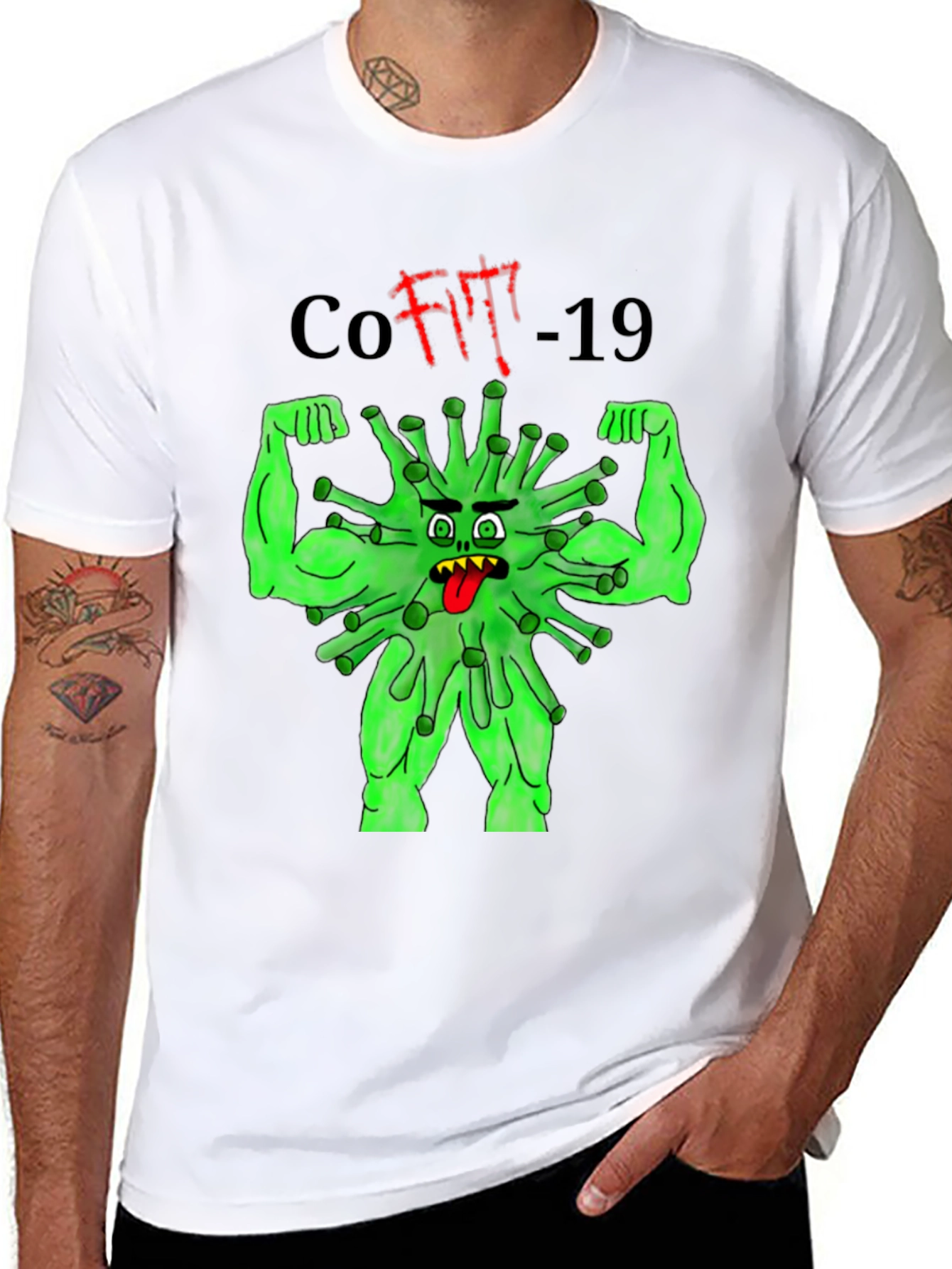 CoFit-19 T-Shirt Black Graphic Tee Novelty Funny