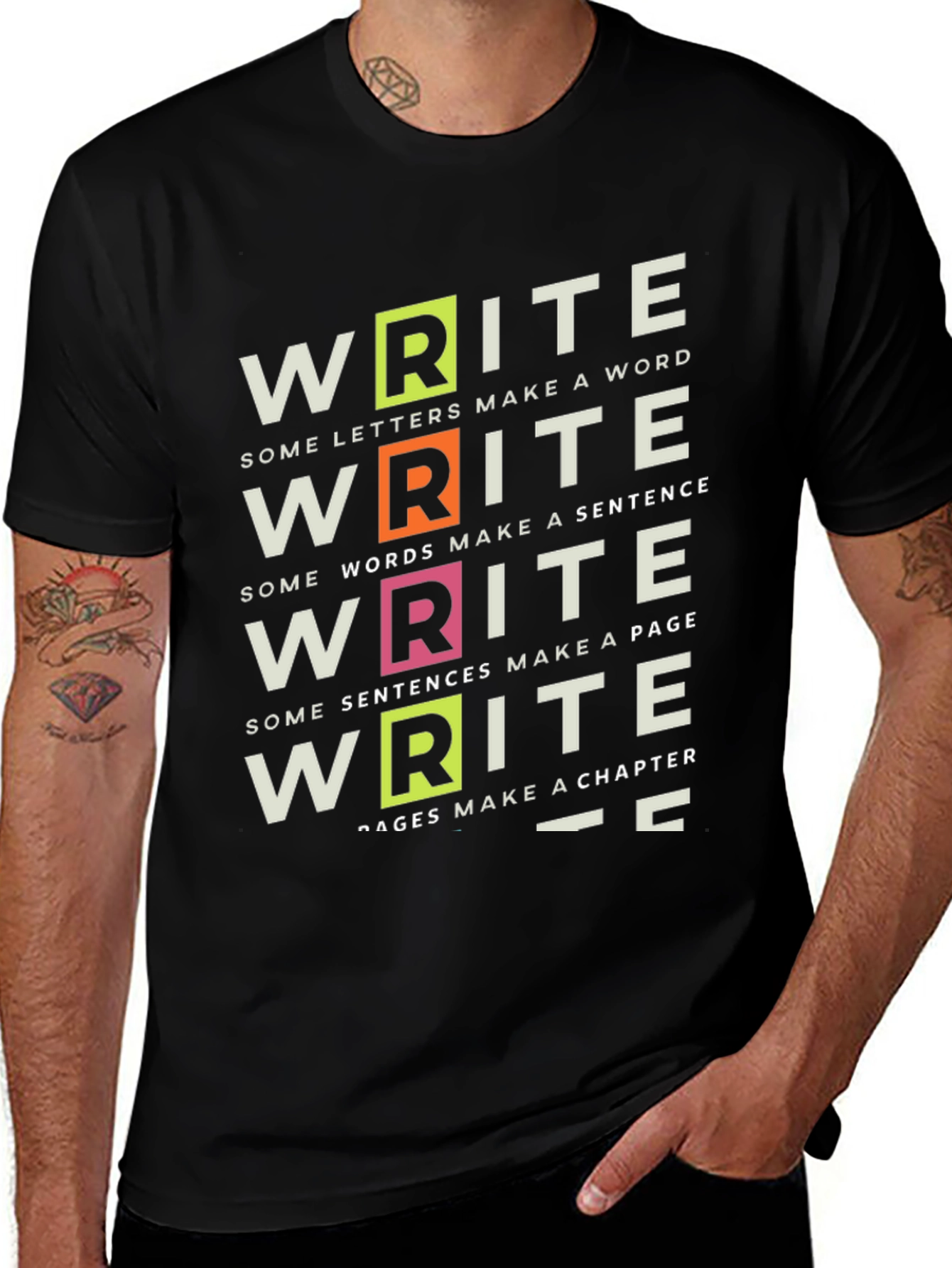 Write T-Shirt: Words Sentences Chapters - Black