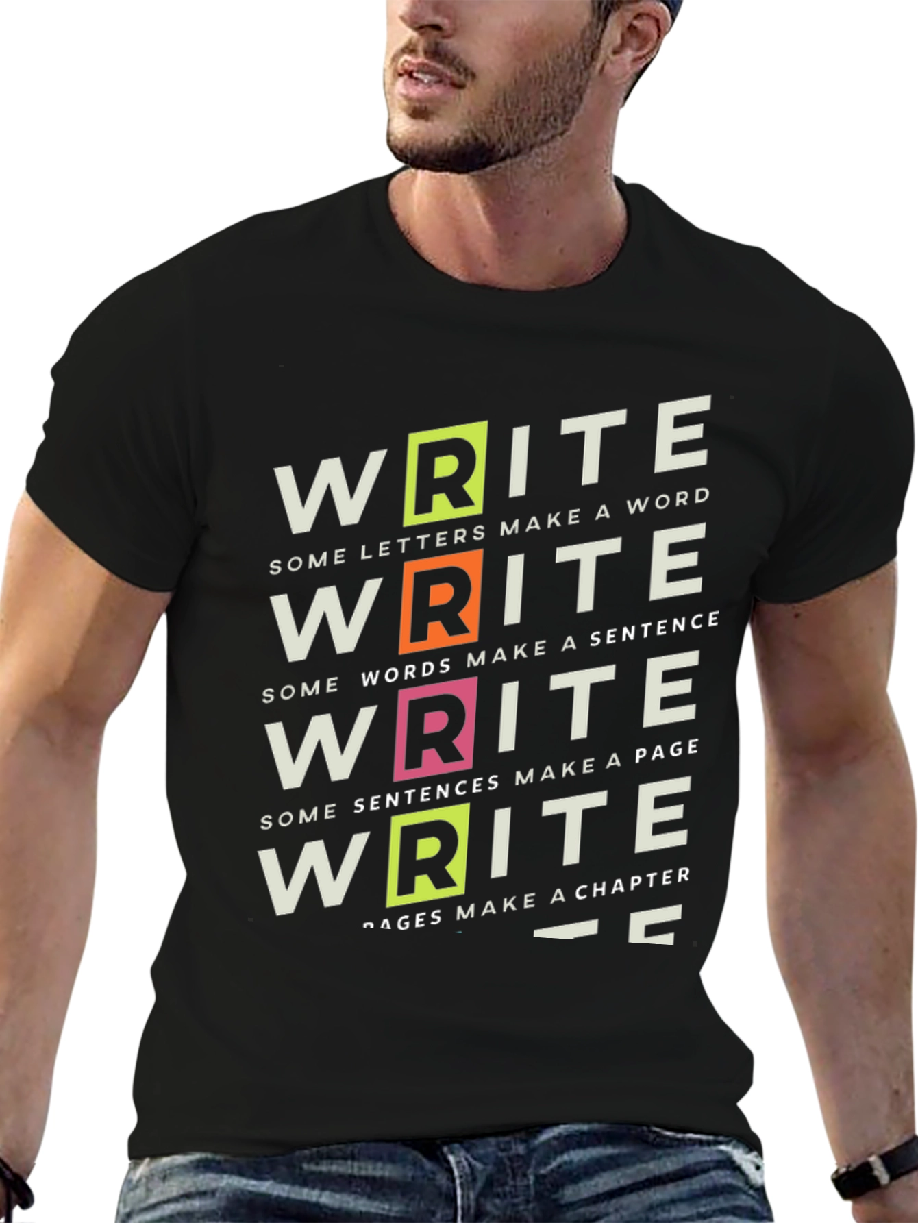 Write T-Shirt: Words Sentences Chapters - Black