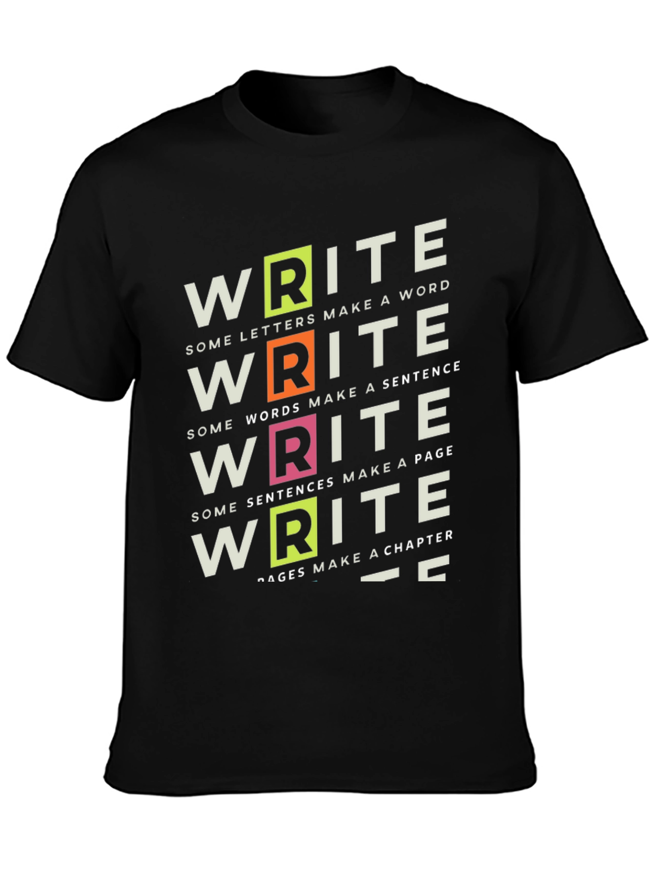 Write T-Shirt: Words Sentences Chapters - Black