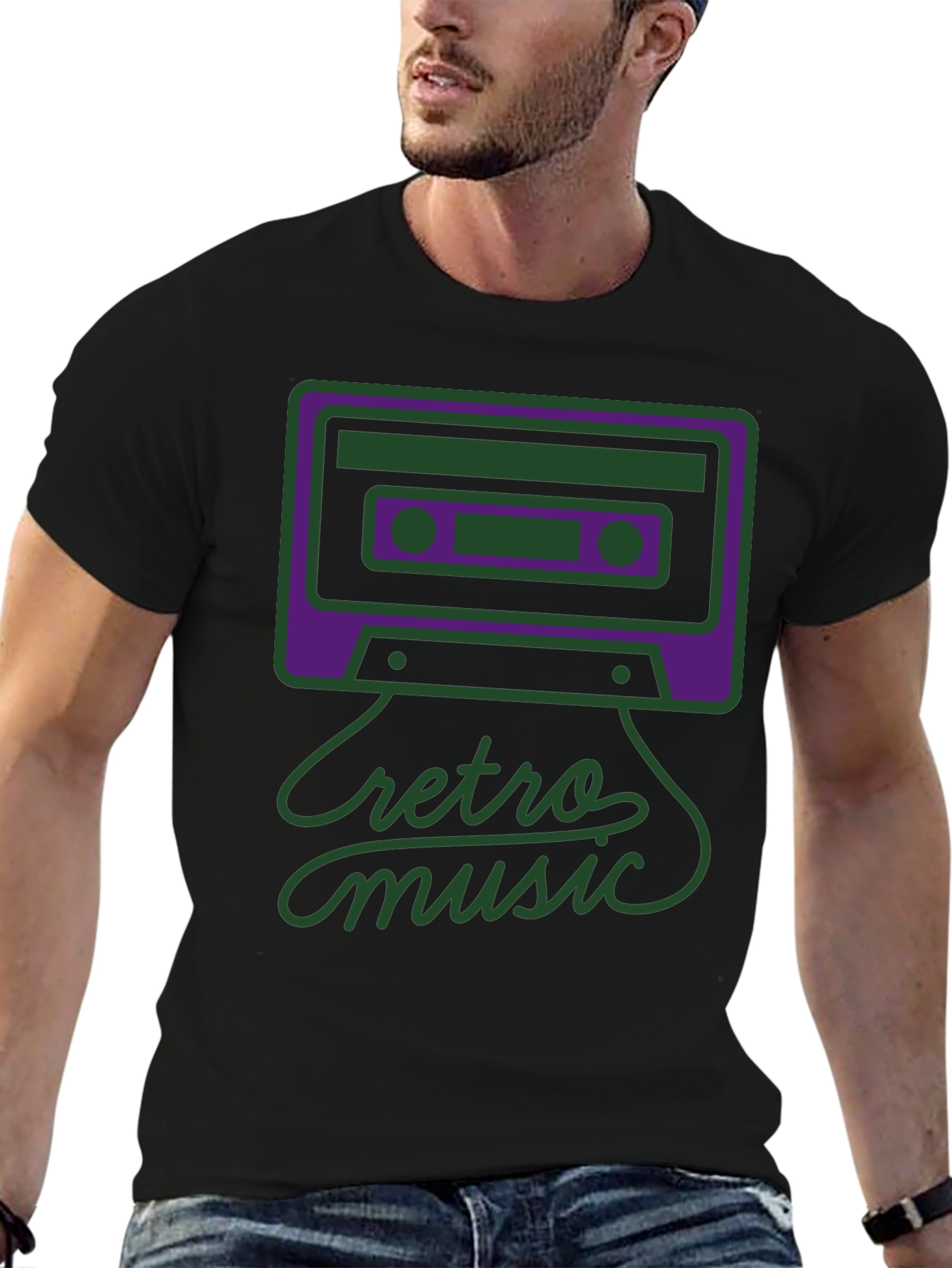 Retro Music Graphic Tee - Black