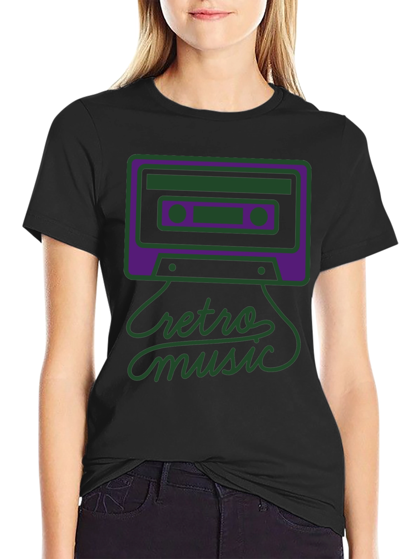 Retro Music Graphic Tee - Black