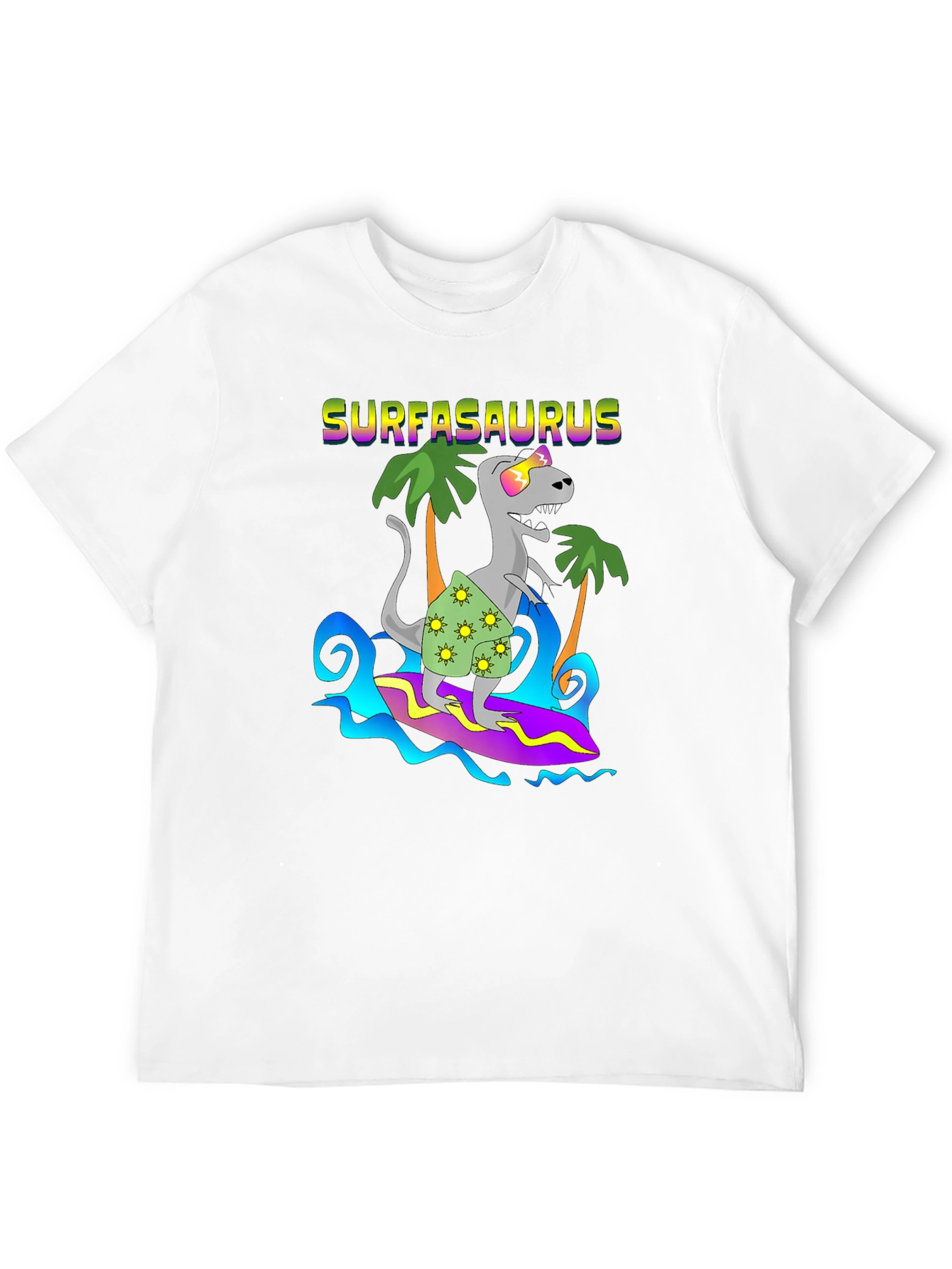 Surfasaurus T-Shirt - Dinosaur Surfing Tee