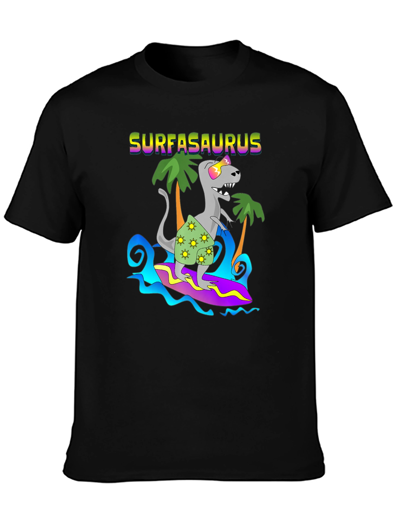 Surfasaurus T-Shirt - Dinosaur Surfing Tee