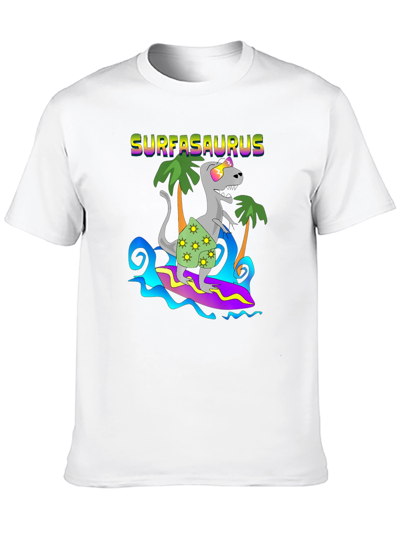 Surfasaurus T-Shirt - Dinosaur Surfing Tee