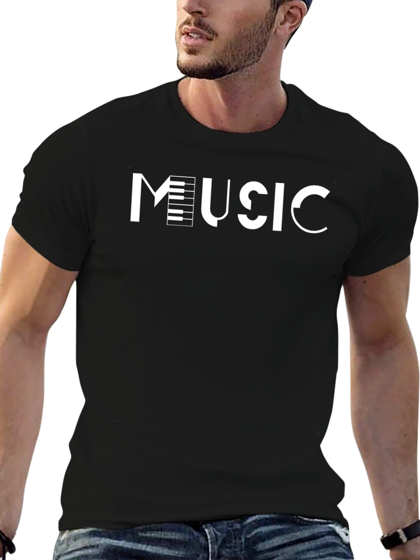 Music Inspired Black Cotton T-Shirt