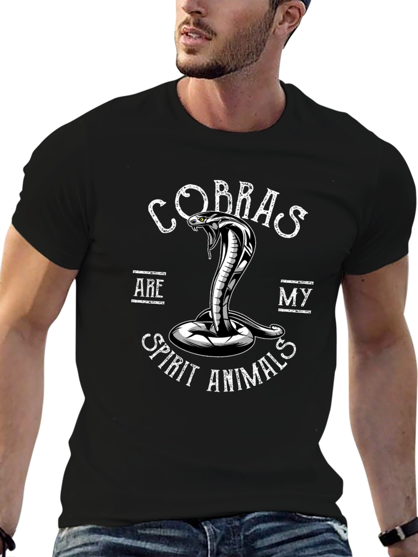 Cobra Spirit Animal Graphic Tee - Black