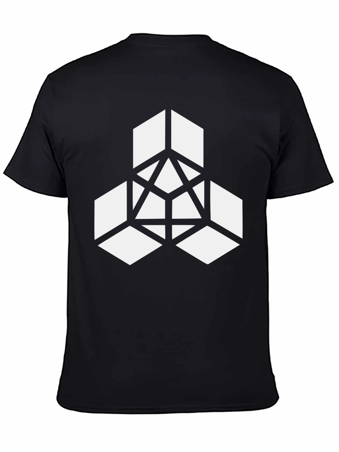 Geometric Cube Design Black T-Shirt