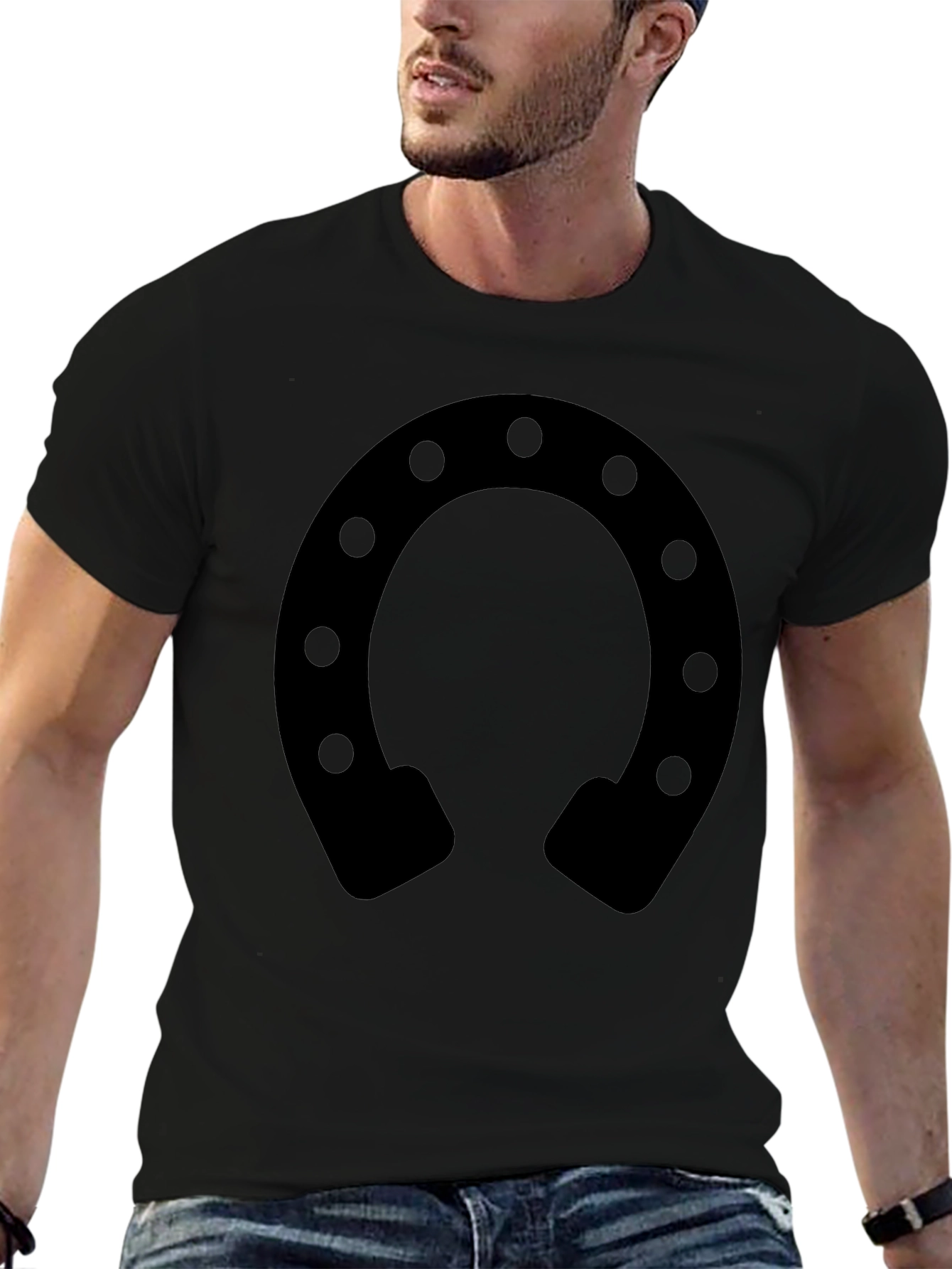 Lucky Horseshoe Graphic T-Shirt - Unisex Black Tee