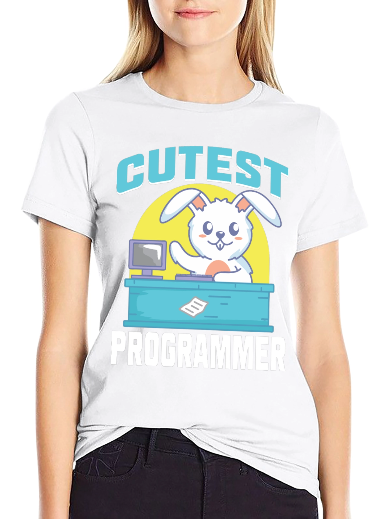 Cutest Programmer T-Shirt Bunny Rabbit Coder Tee