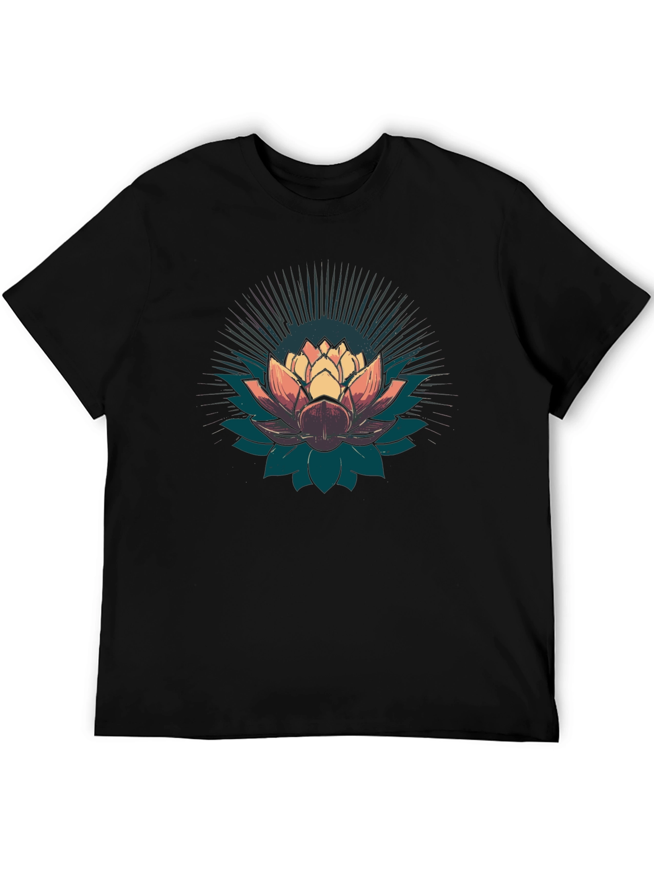 Lotus Flower Graphic T-Shirt - Black