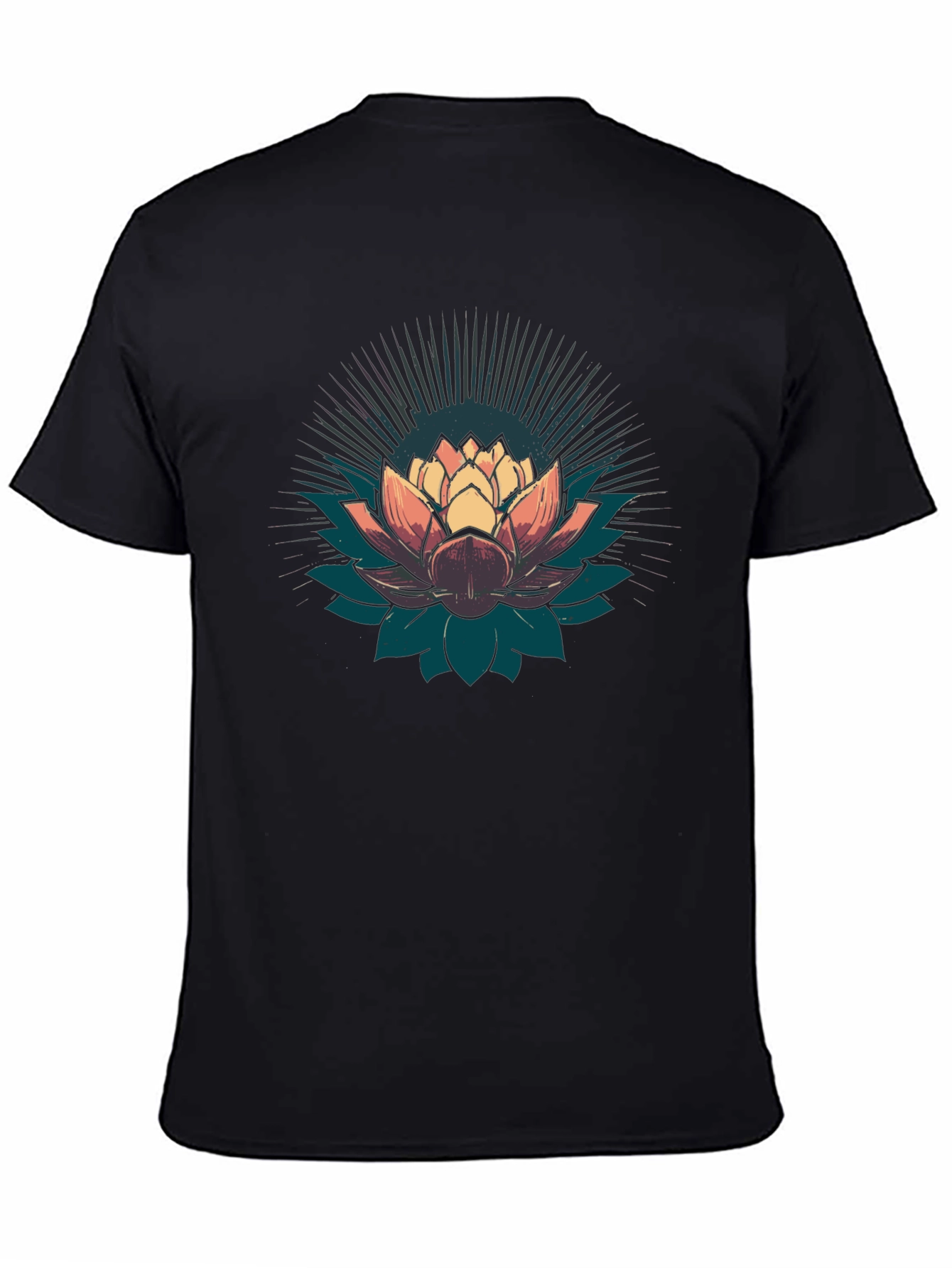 Lotus Flower Graphic T-Shirt - Black