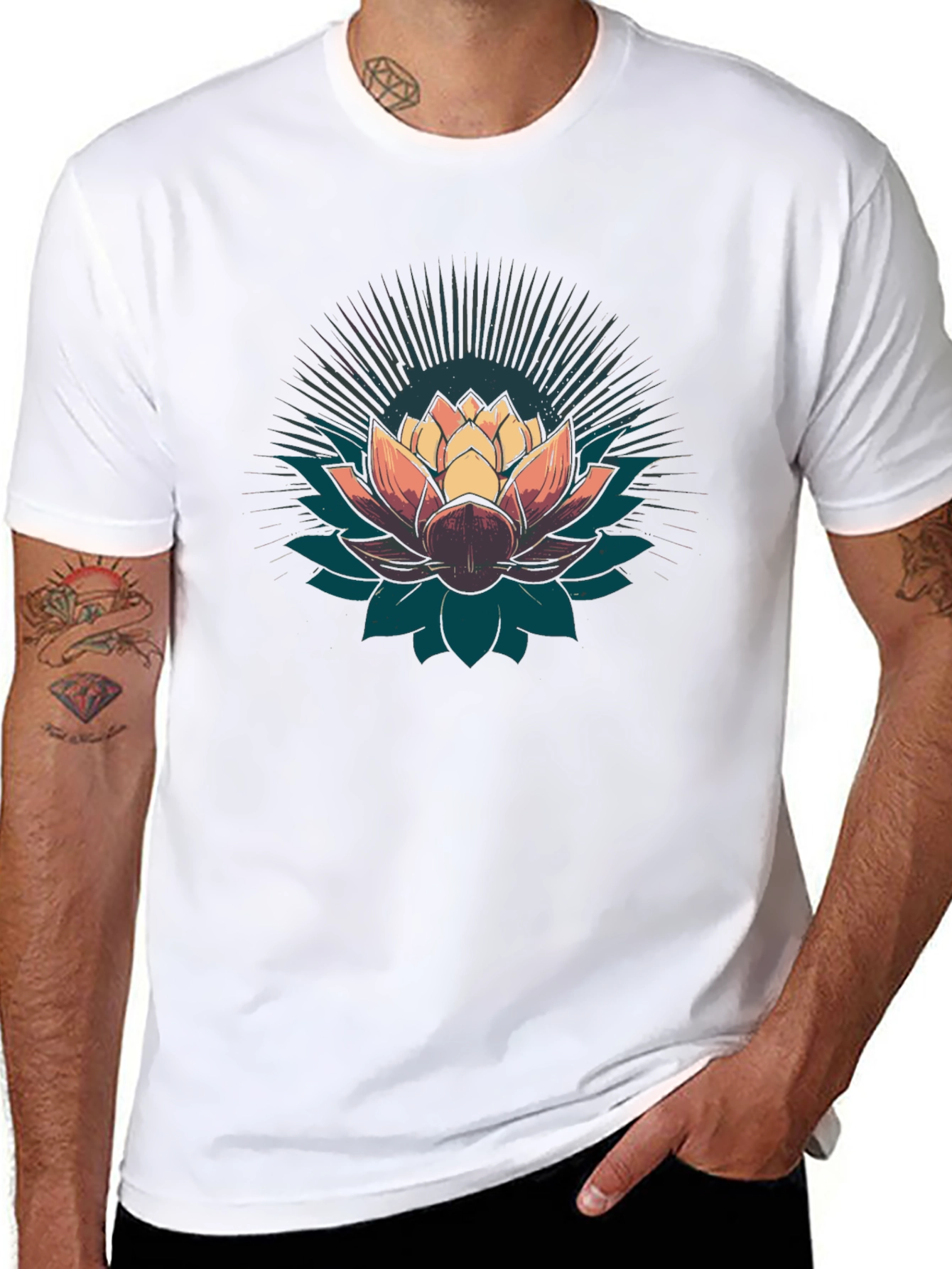 Lotus Flower Graphic T-Shirt - Black