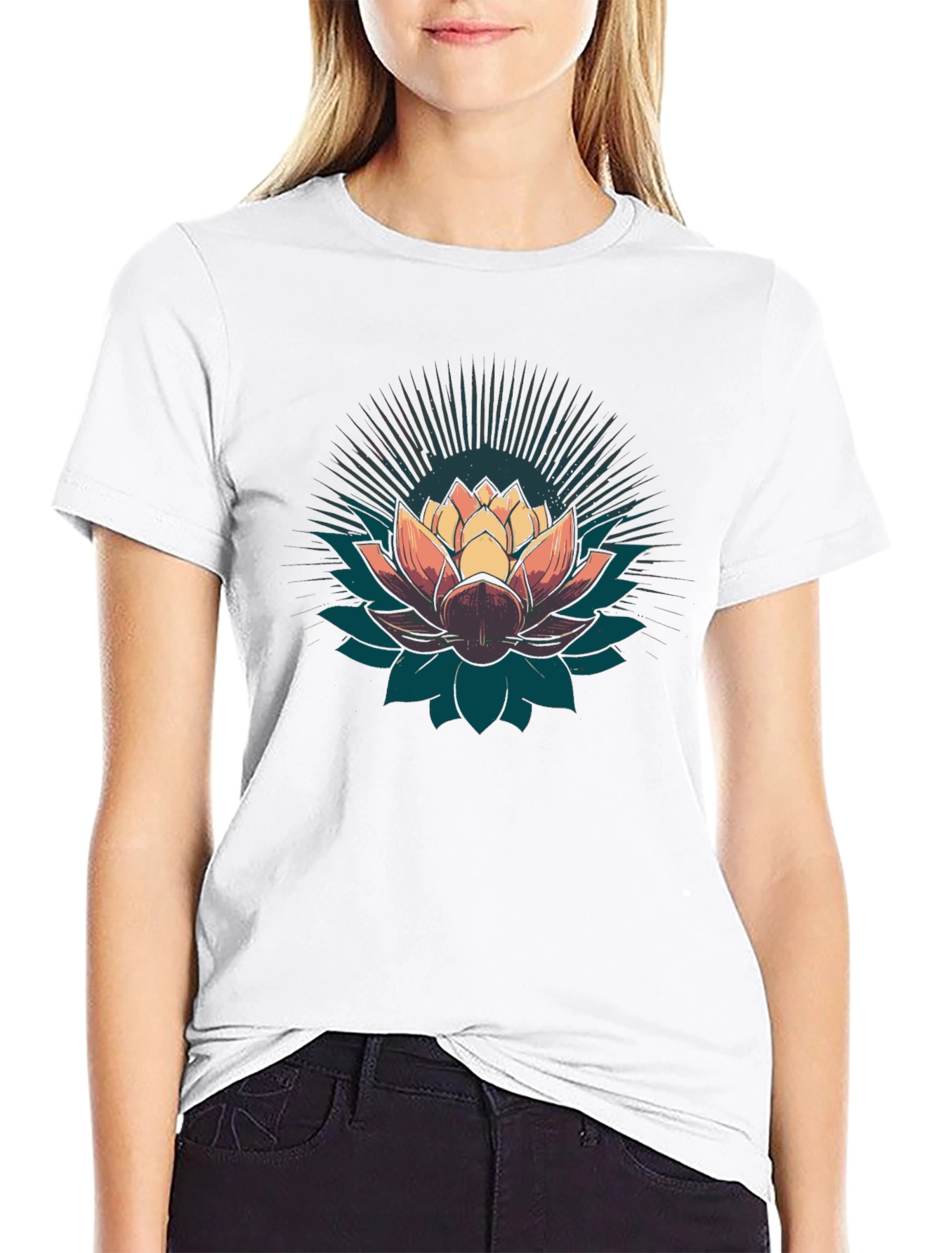 Lotus Flower Graphic T-Shirt - Black