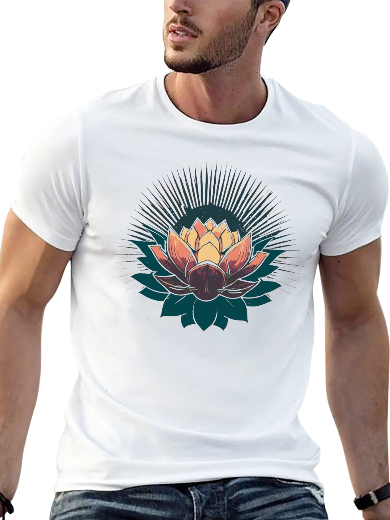 Lotus Flower Graphic T-Shirt - Black