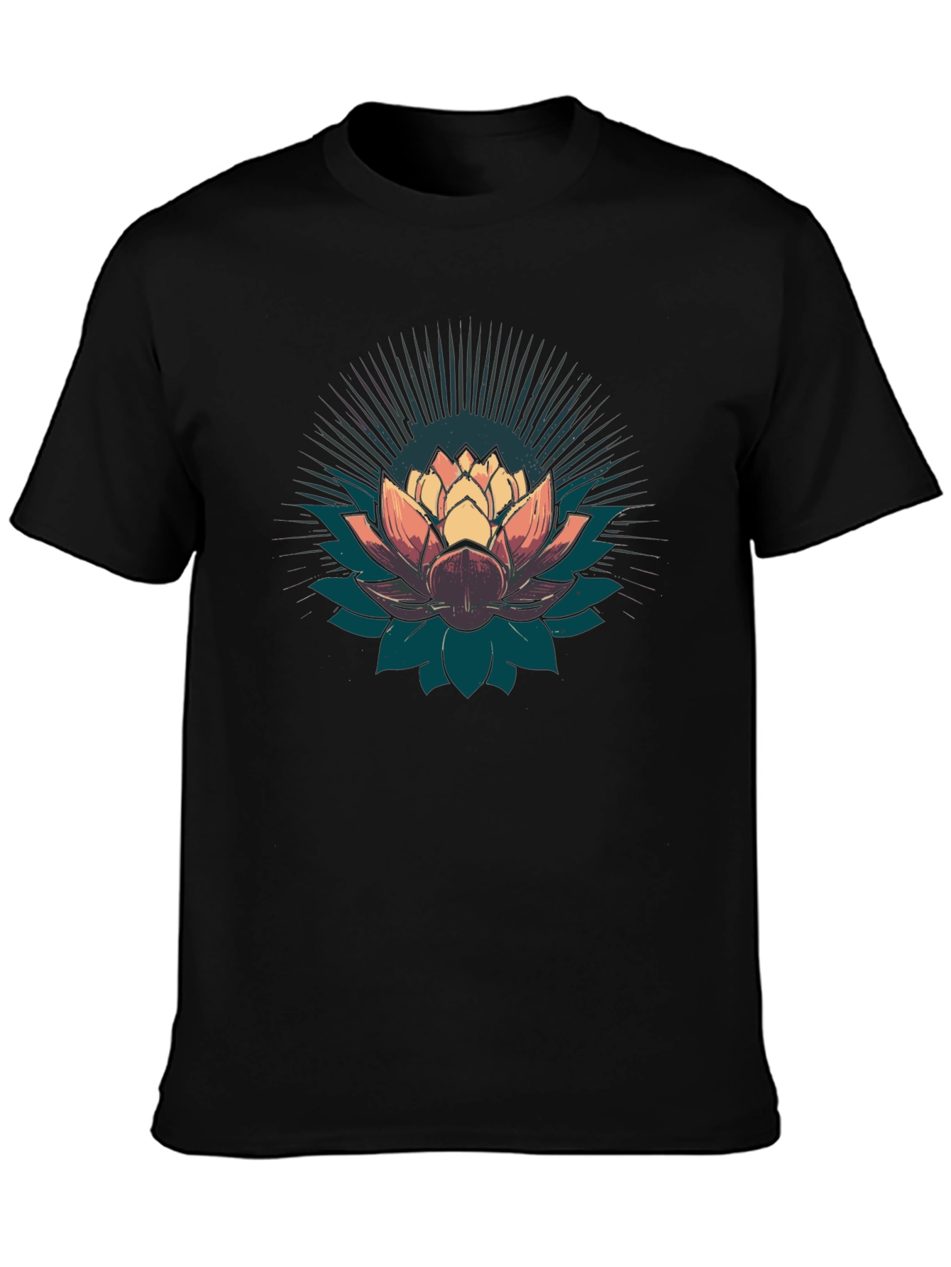 Lotus Flower Graphic T-Shirt - Black