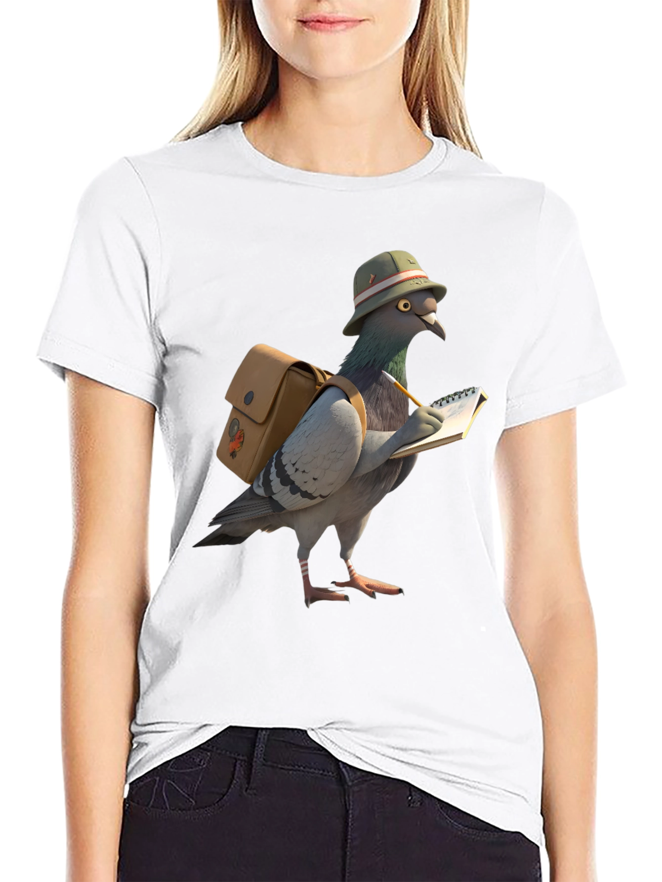 Pigeon Reporter Graphic T-Shirt - Black