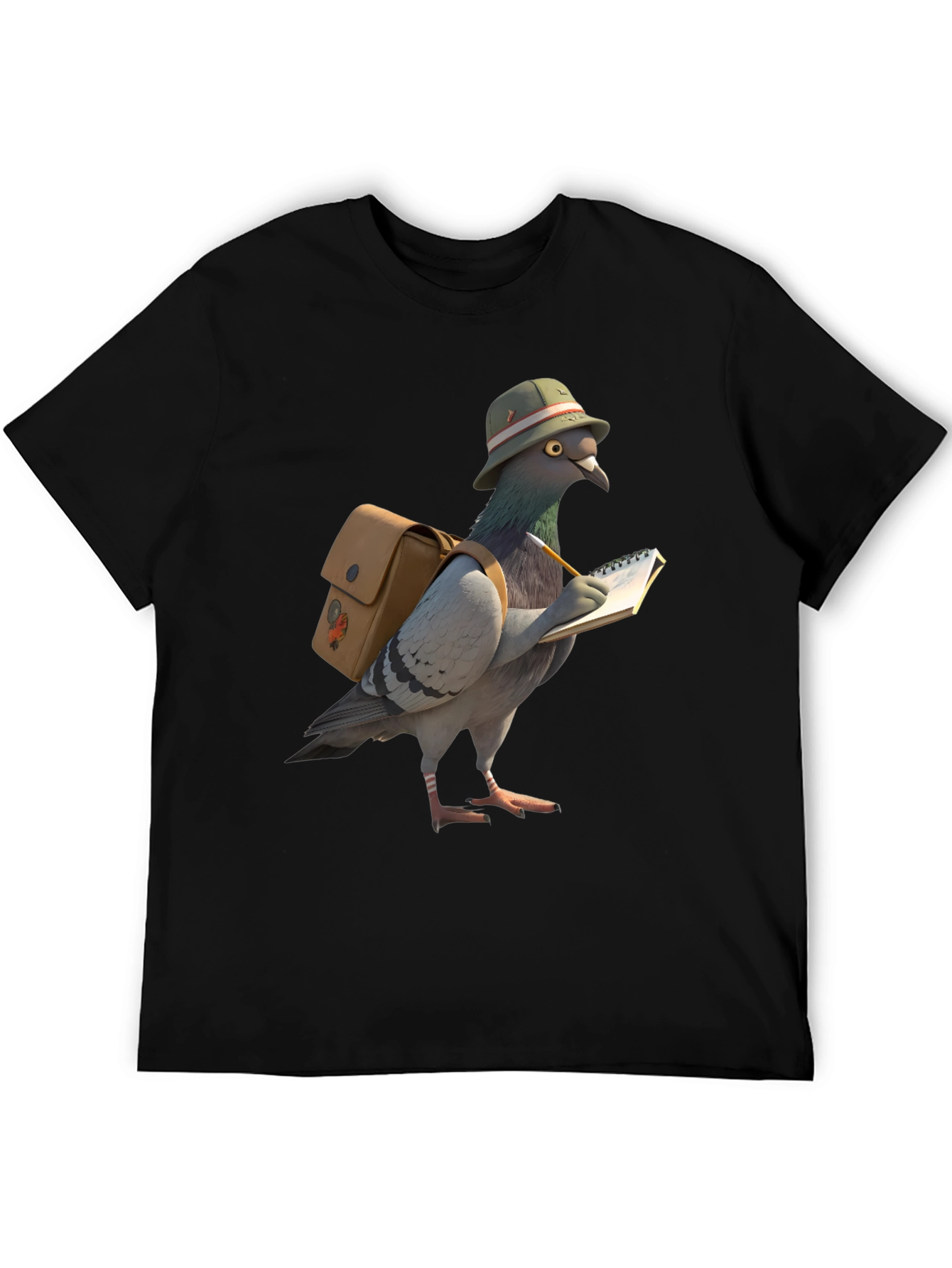 Pigeon Reporter Graphic T-Shirt - Black