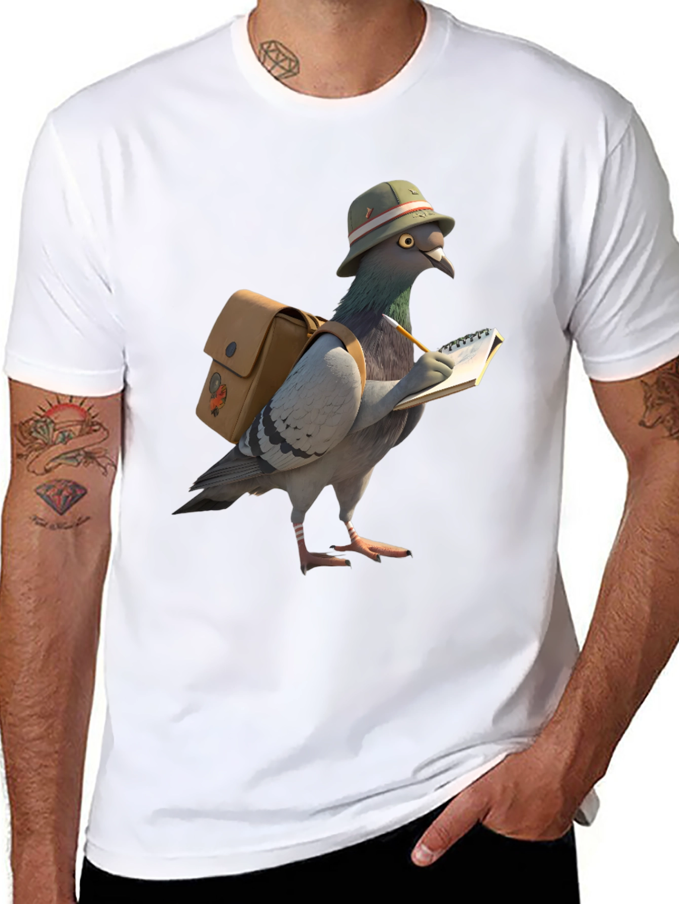 Pigeon Reporter Graphic T-Shirt - Black