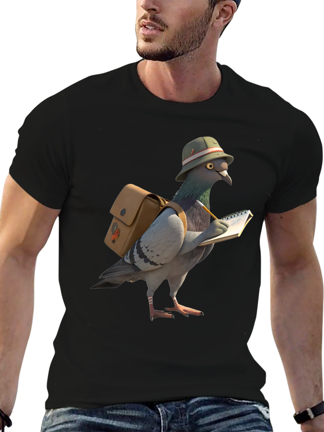 Pigeon Reporter Graphic T-Shirt - Black