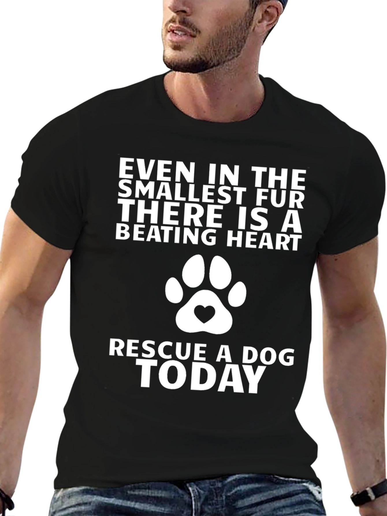 Rescue Dog T-Shirt - Beating Heart Design